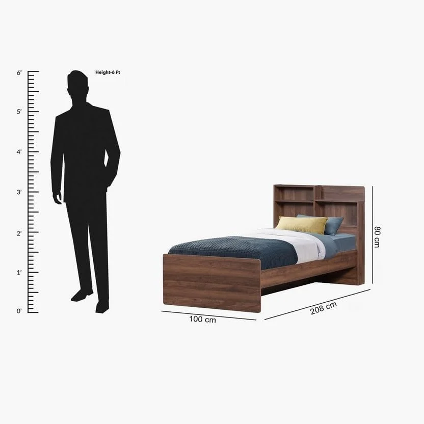 تخت خواب یک نفره وانیلی هوم باکس به همراه تاج تخت دارای فضای ذخیره سازی - 90x190 سانتی متر تخت خواب یک نفره وانیلی هوم باکس به همراه تاج تخت دارای فضای ذخیره سازی - 90x190 سانتی متر