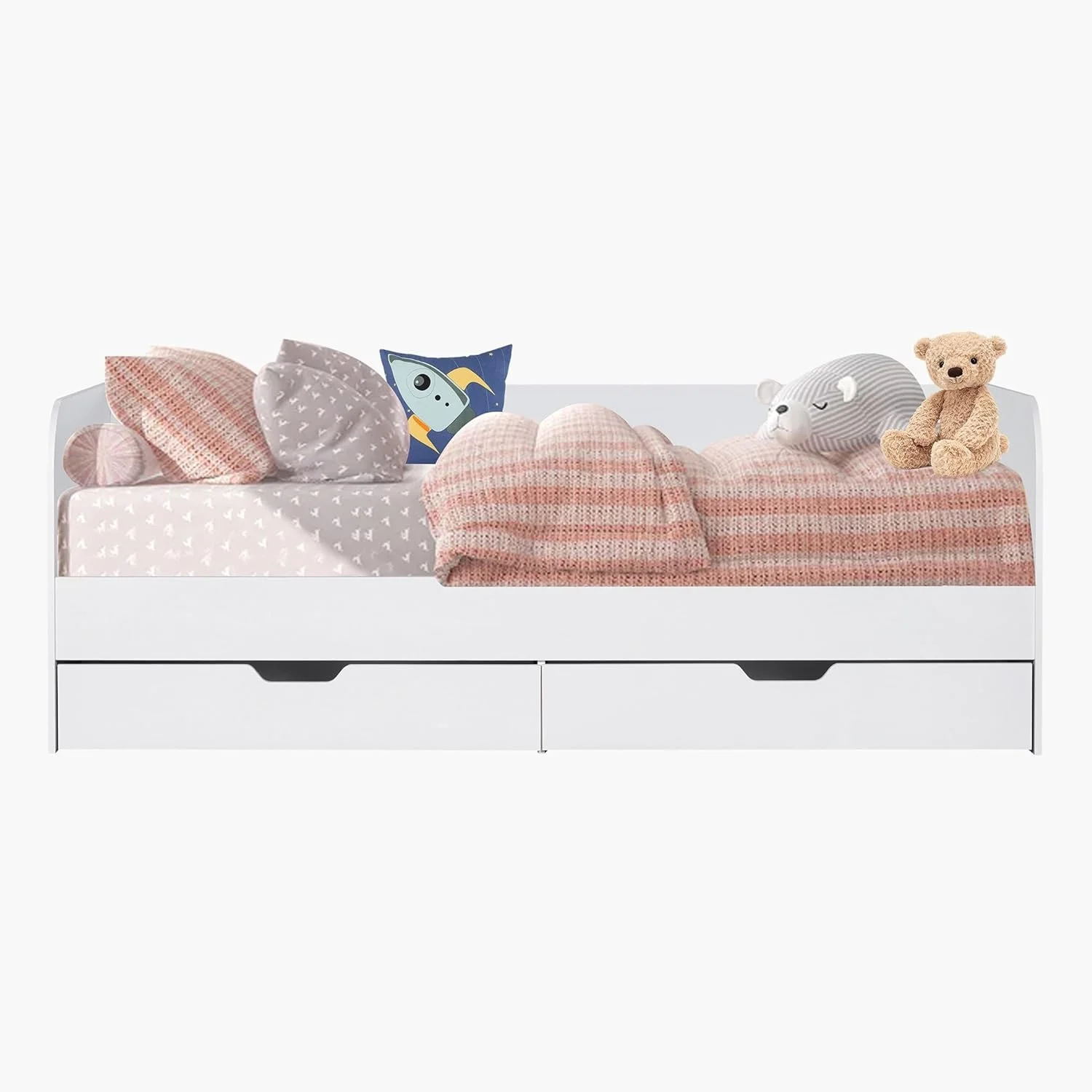 تخت خواب یک نفره وانیلی HomeBox با 2 کشو - 90x200 سانتی متر تخت خواب یک نفره وانیلی HomeBox با 2 کشو - 90x200 سانتی متر