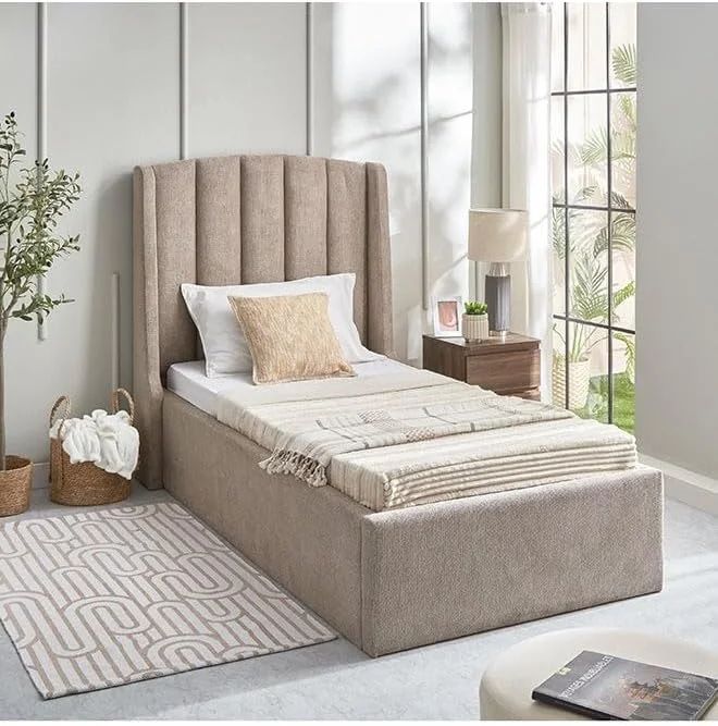 تخت خواب یک نفره روکش دار هوم باکس مدل Maine Lewis - ابعاد 90x200 سانتی متر تخت خواب یک نفره روکش دار هوم باکس مدل Maine Lewis - ابعاد 90x200 سانتی متر