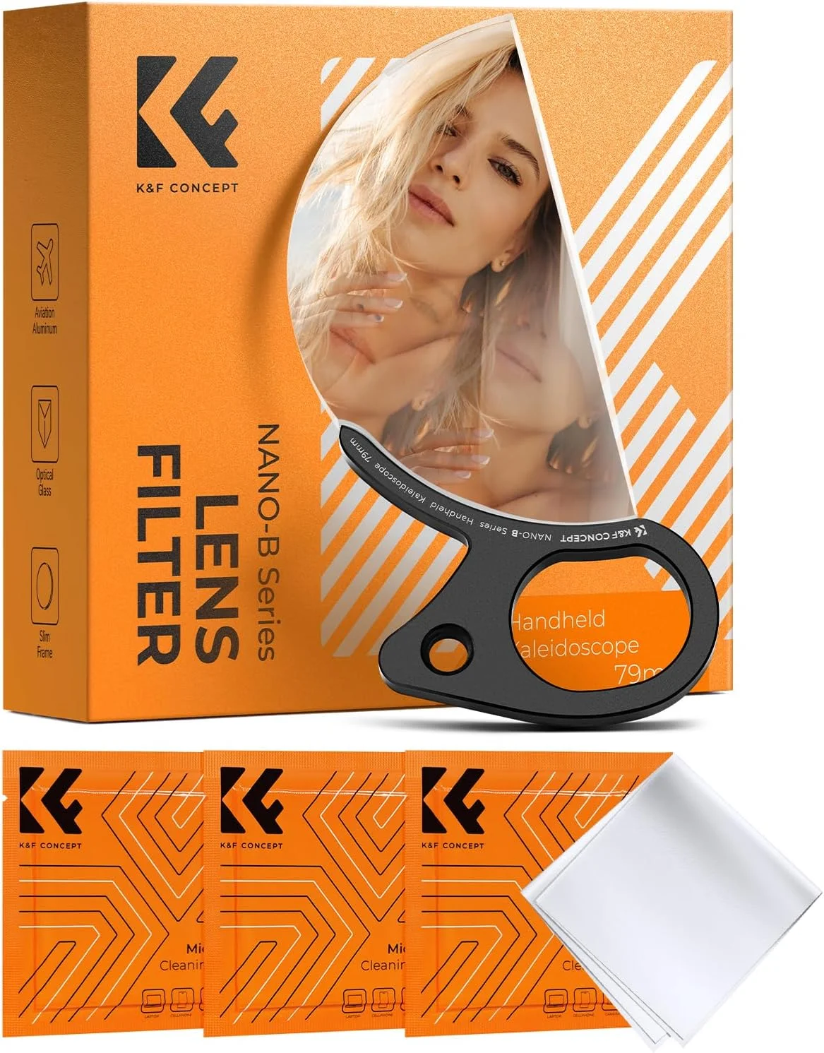 فیلتر کالیدوسکوپ ظریف دستی K&F Concept با قطر ۷۹ میلی‌متر، فیلتر جلوه‌های ویژه، فیلتر منشور شیشه‌ای اپتیکال برای لنز دوربین