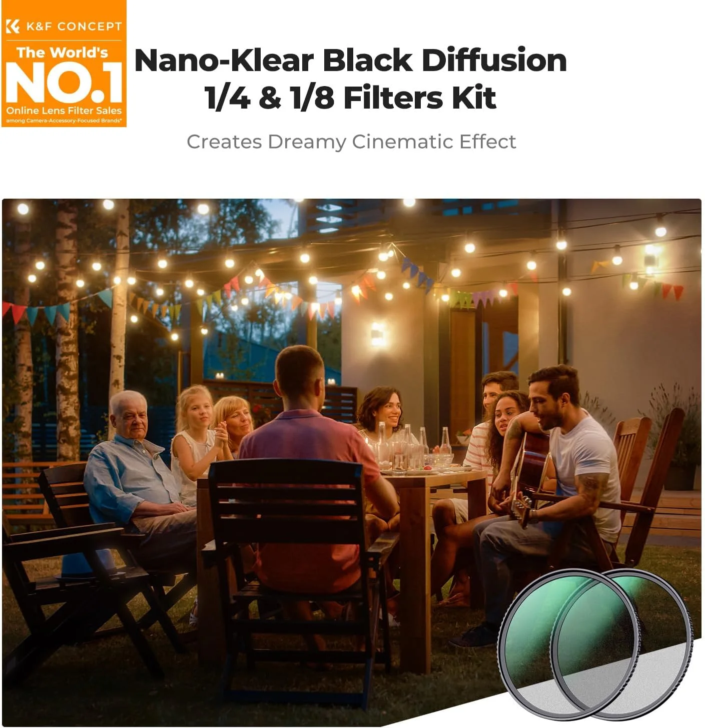 کیت فیلترهای دیفیوژن مشکی 55 میلیمتری 1/4 و 1/8 K&F Concept، مجموعه فیلترهای سینمایی مه دار فوقالعاده نازک 2 عددی با پوشش نانو چند لایه و پارچه تمیز کننده 3 عددی برای لنز دوربین - سری K کیت فیلترهای دیفیوژن مشکی 55 میلیمتری 1/4 و 1/8 K&F Concept، مجموعه فیلترهای سینمایی مه دار فوقالعاده نازک 2 عددی با پوشش نانو چند لایه و پارچه تمیز کننده 3 عددی برای لنز دوربین - سری K