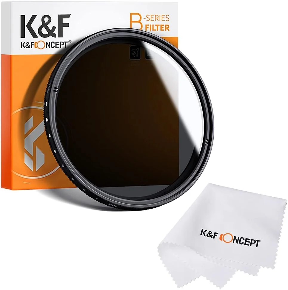 K&F Concept 82mm Variable ND2-ND400 ND Lens Filter (1-9 Stops) for Camera Lens, Adjustable Neutral Density Filter with Microfiber Cleaning Cloth