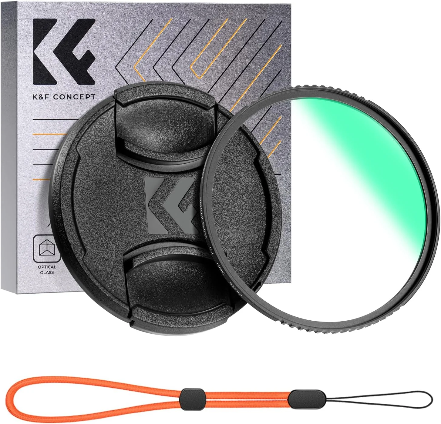 فیلتر لنز MCUV کی اند اف کانسپت 72 میلی‌متری سری K به همراه درپوش لنز برای محافظت از لنز دوربین، دارای پوشش چند لایه 18گانه