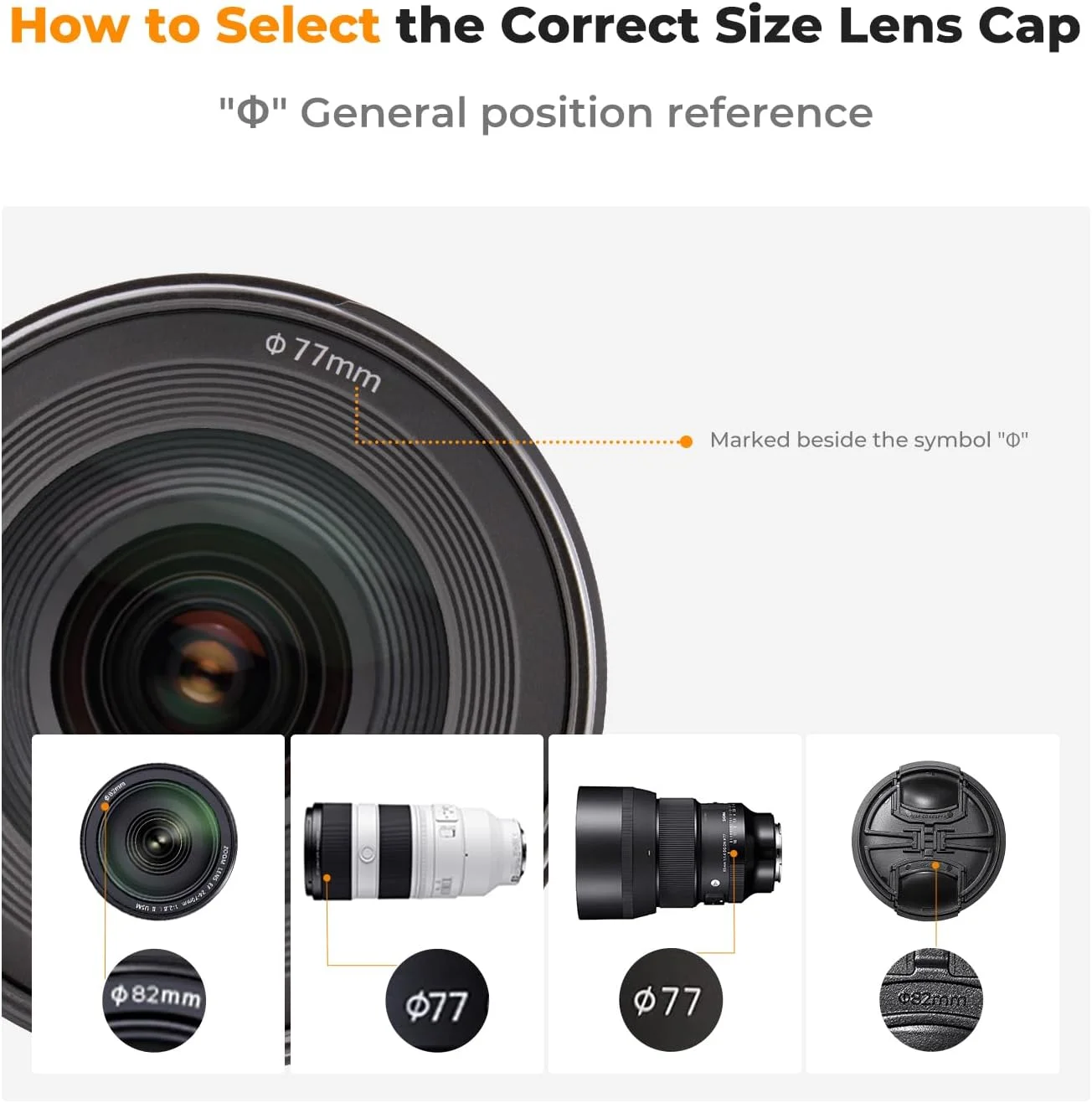 درب لنز 52 میلی‌متری K&F Concept، 4 در 1 شامل درب لنز فشاری مرکزی + بند نگهدارنده ضد گم شدن + کیت پارچه تمیز کننده میکروفیبر سازگار با لنزهای دوربین نیکون، کانن، سونی، فوجی‌فیلم