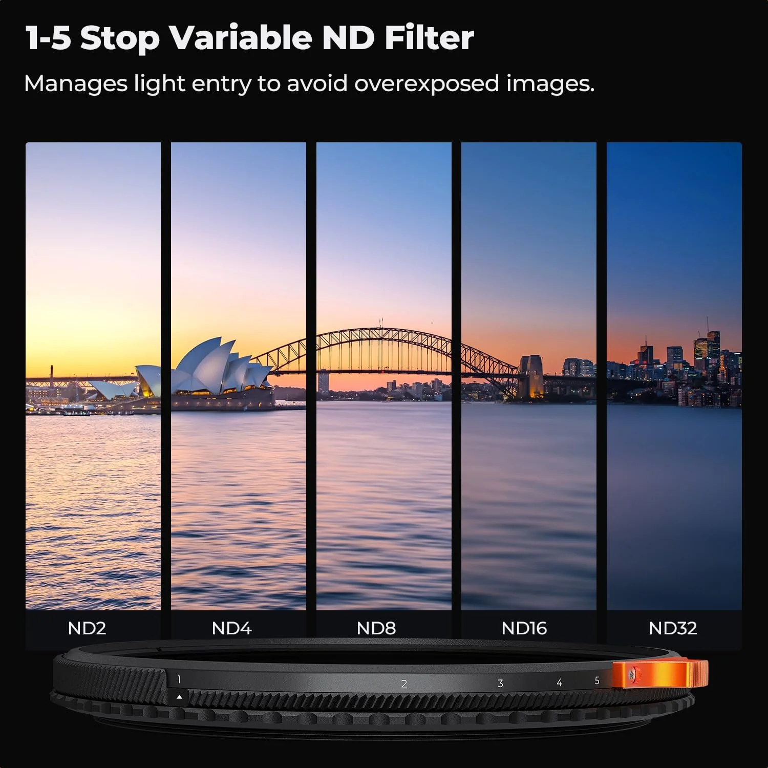 فیلتر پلاریزه K&F Concept 82mm CPL ND2-ND32 متغیر رنگ واقعی 2 در 1 بدون ضربدری مشکی برای لنز دوربین فیلتر پلاریزه K&F Concept 82mm CPL ND2-ND32 متغیر رنگ واقعی 2 در 1 بدون ضربدری مشکی برای لنز دوربین