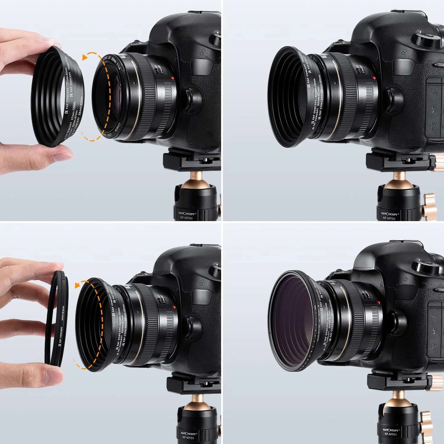 مجموعه حلقه های فیلتر لنز دوربین فلزی K&F Concept (مشکی) مجموعه حلقه های فیلتر لنز دوربین فلزی K&F Concept (مشکی)