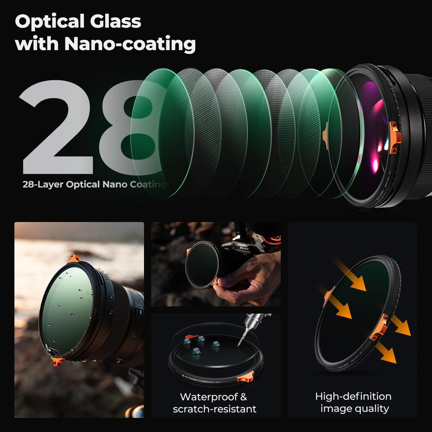 فیلتر پلاریزه K&F Concept 82mm CPL ND2-ND32 متغیر رنگ واقعی 2 در 1 بدون ضربدری مشکی برای لنز دوربین فیلتر پلاریزه K&F Concept 82mm CPL ND2-ND32 متغیر رنگ واقعی 2 در 1 بدون ضربدری مشکی برای لنز دوربین