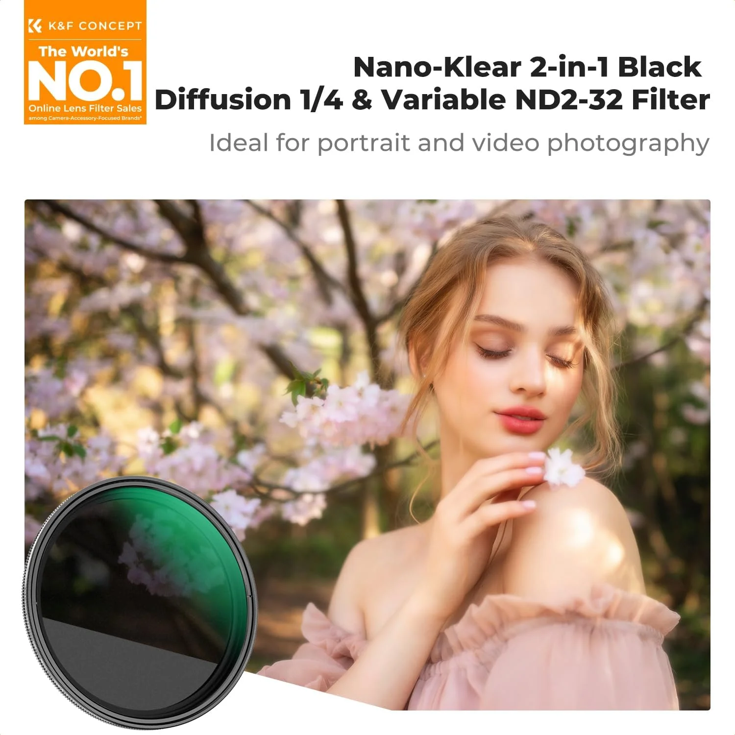 فیلتر مه سیاه 1/4 و فیلتر ND2-32 دو در یک K&F CONCEPT با سایز 52 میلیمتر به همراه دستمال تمیز کننده مخصوص لنز دوربین فیلتر مه سیاه 1/4 و فیلتر ND2-32 دو در یک K&F CONCEPT با سایز 52 میلیمتر به همراه دستمال تمیز کننده مخصوص لنز دوربین