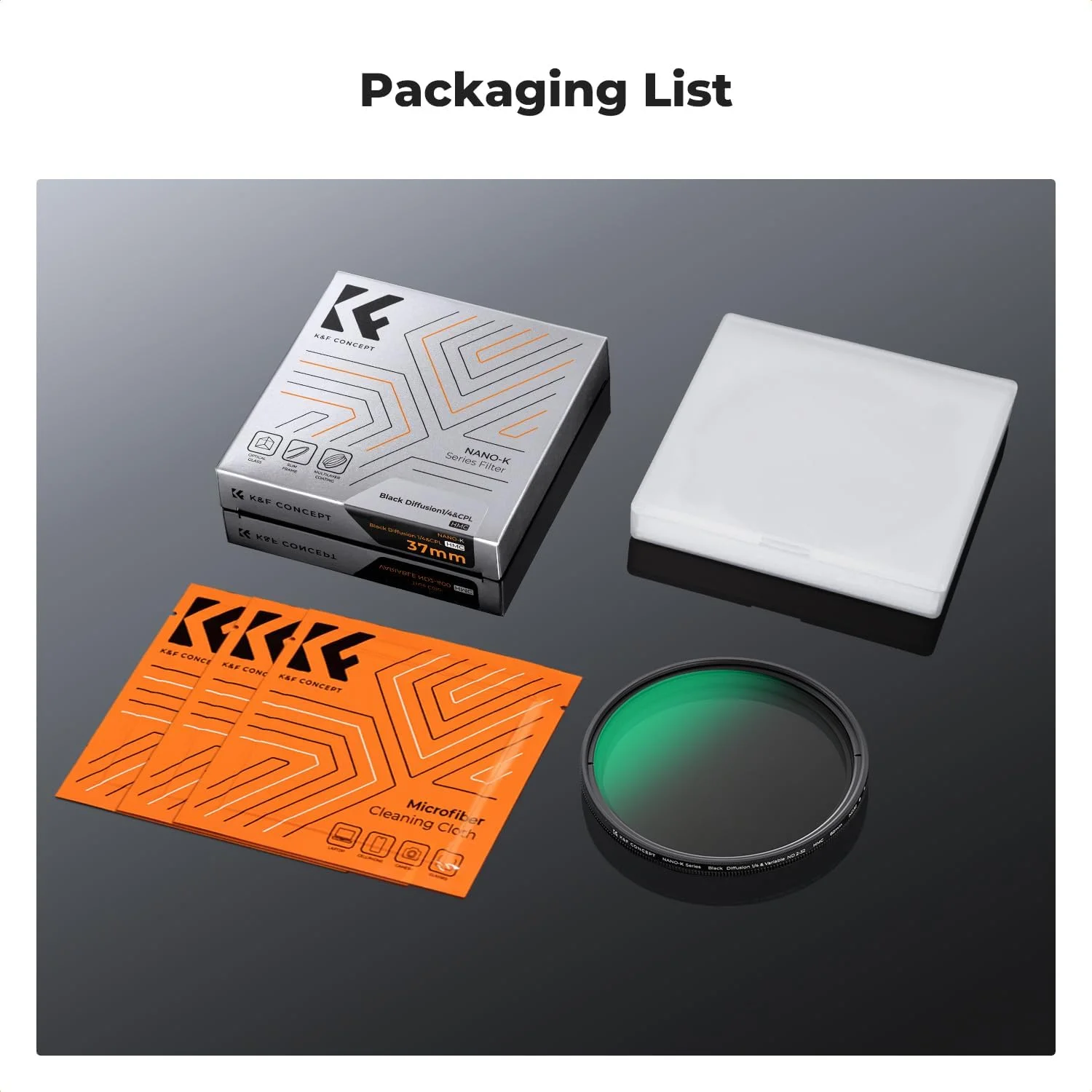 فیلتر مه سیاه 1/4 و فیلتر ND2-32 دو در یک K&F CONCEPT با سایز 52 میلیمتر به همراه دستمال تمیز کننده مخصوص لنز دوربین فیلتر مه سیاه 1/4 و فیلتر ND2-32 دو در یک K&F CONCEPT با سایز 52 میلیمتر به همراه دستمال تمیز کننده مخصوص لنز دوربین