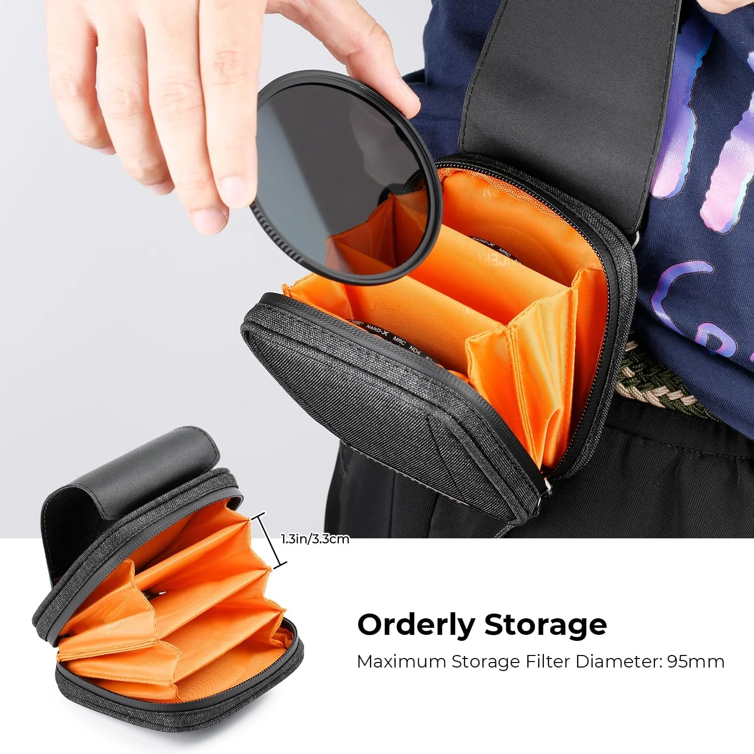 کیف فیلتر لنز K&F Concept، مناسب برای 4 فیلتر تا 95 میلیمتر، کیف ضدآب فیلتر لنز دوربین برای فیلترهای گرد یا مربعی ND CPL UV کیف فیلتر لنز K&F Concept، مناسب برای 4 فیلتر تا 95 میلیمتر، کیف ضدآب فیلتر لنز دوربین برای فیلترهای گرد یا مربعی ND CPL UV