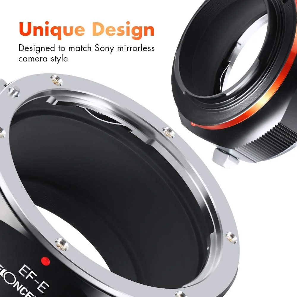 آداپتور K&F Concept EOS به E Mount برای لنزهای Canon EF EF-S Mount به دوربین های بدون آینه E NEX Mount با طراحی لاک مات برای Sony A6000 A6400 A7II A5100 A7 A7RIII