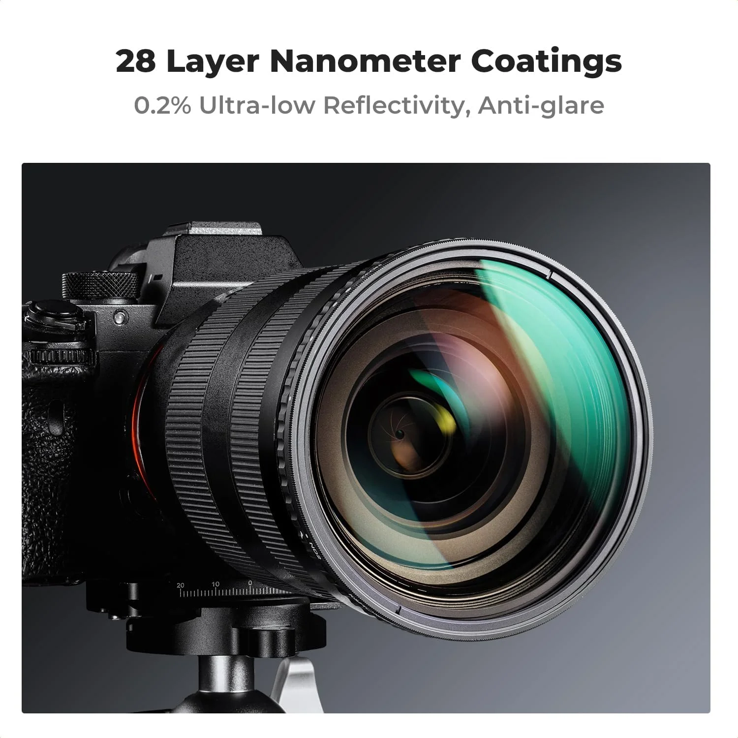 فیلتر کاهنده نور متغیر ND8 تا ND128 اسلیم K&F Concept با دهانه 46 میلی‌متر، فیلتر ND متغیر 3 تا 7 استاپ برای لنز دوربین، بدون ایجاد لکه X، فناوری نانوتک، فوق‌العاده باریک و مقاوم در برابر آب و هوا