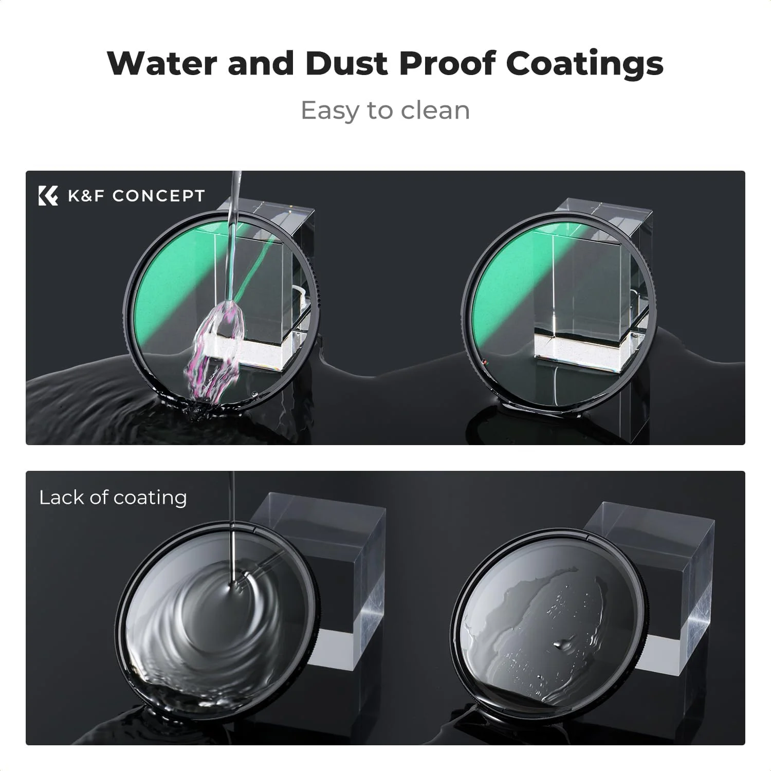 فیلتر دیفیوژن مشکی 49 میلی‌متری K&F Concept 1/8، فیلتر جلوه‌های ویژه، فیلتر ضد آب با پوشش چند لایه دو طرفه برای لنز دوربین