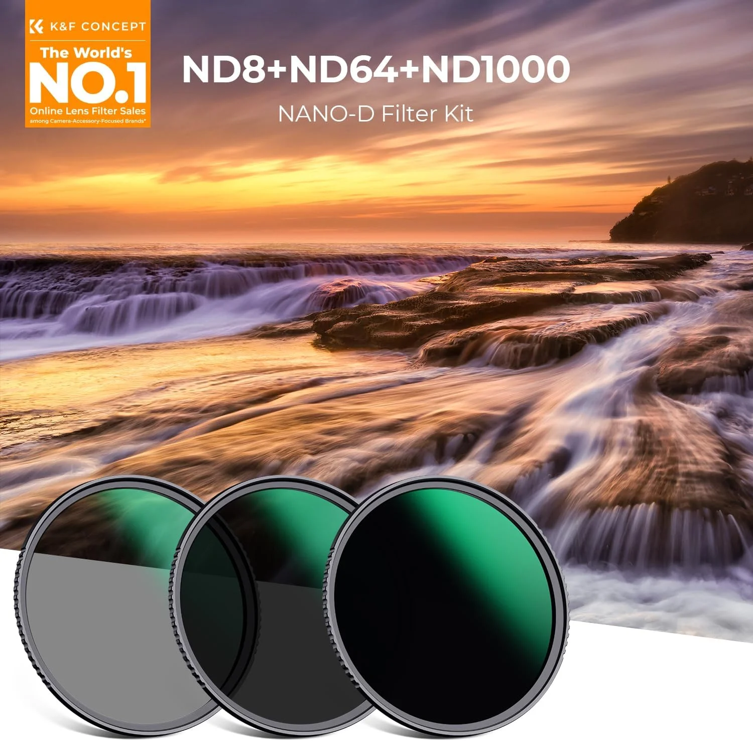 کیت فیلتر لنز ND با قطر ۷۷ میلیمتر K&F Concept شامل فیلترهای ND8، ND64 و ND1000 - شیشه اپتیکال ۲۴ لایه پوشش چندگانه ضد آب به همراه کیف فیلتر و پارچه تمیز کننده (سری D) کیت فیلتر لنز ND با قطر ۷۷ میلیمتر K&F Concept شامل فیلترهای ND8، ND64 و ND1000 - شیشه اپتیکال ۲۴ لایه پوشش چندگانه ضد آب به همراه کیف فیلتر و پارچه تمیز کننده (سری D)