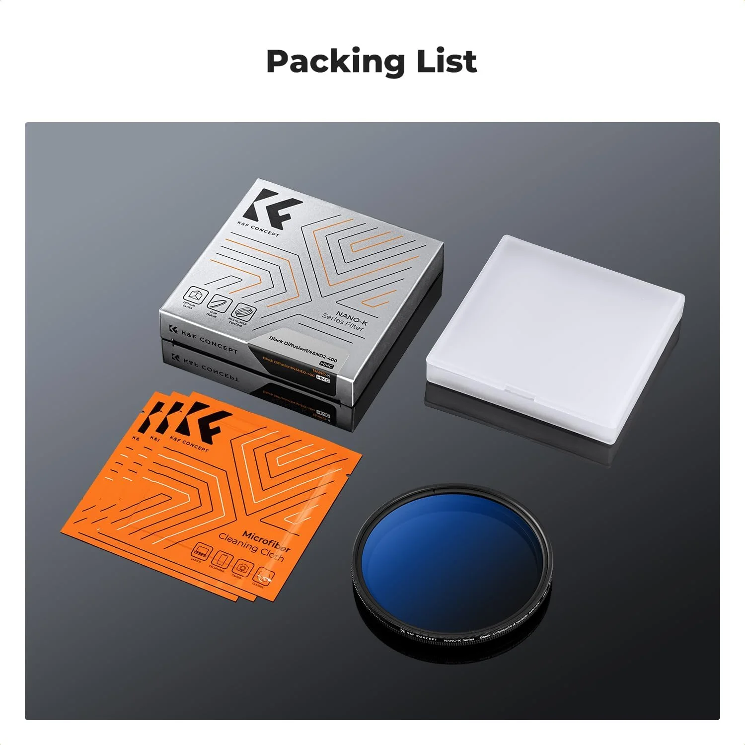 فیلتر متغیر ND2-400 (1-9 استاپ) و دیفیوژن مشکی 1/4 با اثر مه خنثی K&F Concept سایز 55 میلیمتر، دارای 18 لایه پوشش چندگانه برای لنزهای دوربین (سری K) فیلتر متغیر ND2-400 (1-9 استاپ) و دیفیوژن مشکی 1/4 با اثر مه خنثی K&F Concept سایز 55 میلیمتر، دارای 18 لایه پوشش چندگانه برای لنزهای دوربین (سری K)