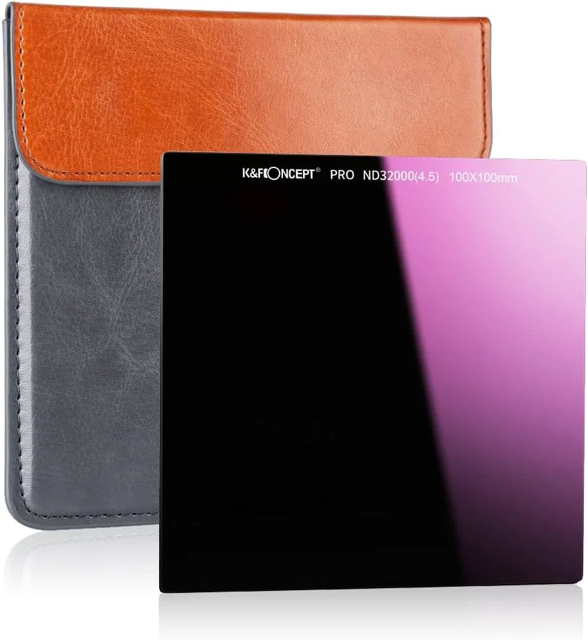 فیلتر ND32000 (15 استاپ) مربعی 100x100 میلی‌متری K&F Concept، فیلتر چگالی خنثی ضد آب، فیلتر خورشید گرفتگی با 28 پوشش چند لایه برای لنز دوربین
