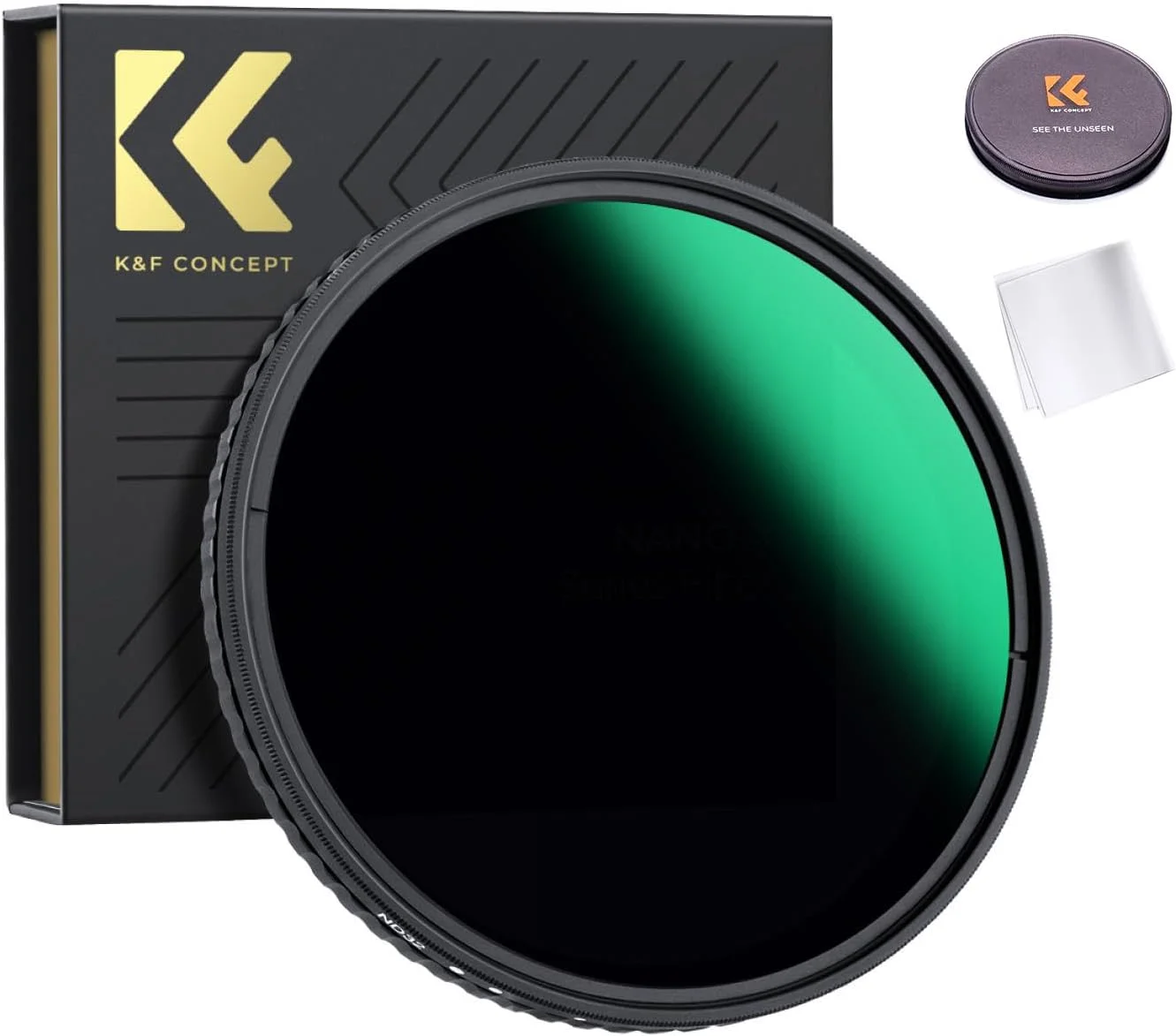 فیلتر ND متغیر K&F Concept ND8-128 با توقف 3-7 VND | فیلتر تراکم خنثی سری Nano-X برای لنز دوربین | بدون نقطه X | HD آبگریز MRC 28 لایه | فوق العاده باریک و مقاوم در برابر آب و هوا | 62 میلی متر