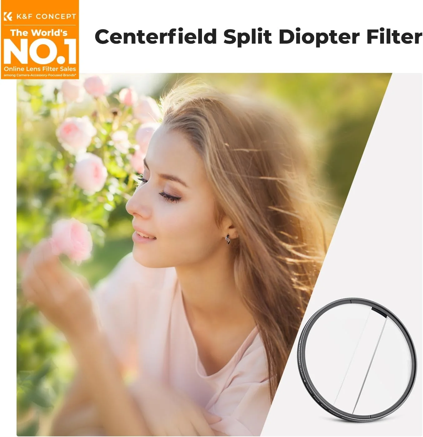 فیلتر دیوپتر شکافته میدان مرکزی 67 میلی‌متری K&F Concept، فیلتر لنز دوربین با جلوه ویژه شیشه دوتایی (سری نانو-B)