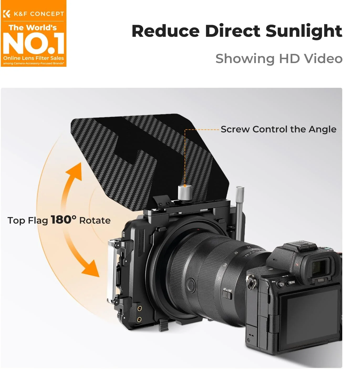 مت باکس K&F Concept به همراه فیلتر ND8، دو سینی فیلتر 4x5.65 اینچی، مت باکس دوربین سازگار با لنزهای 67mm/ 72mm/ 77mm/ 82mm/ 95mm