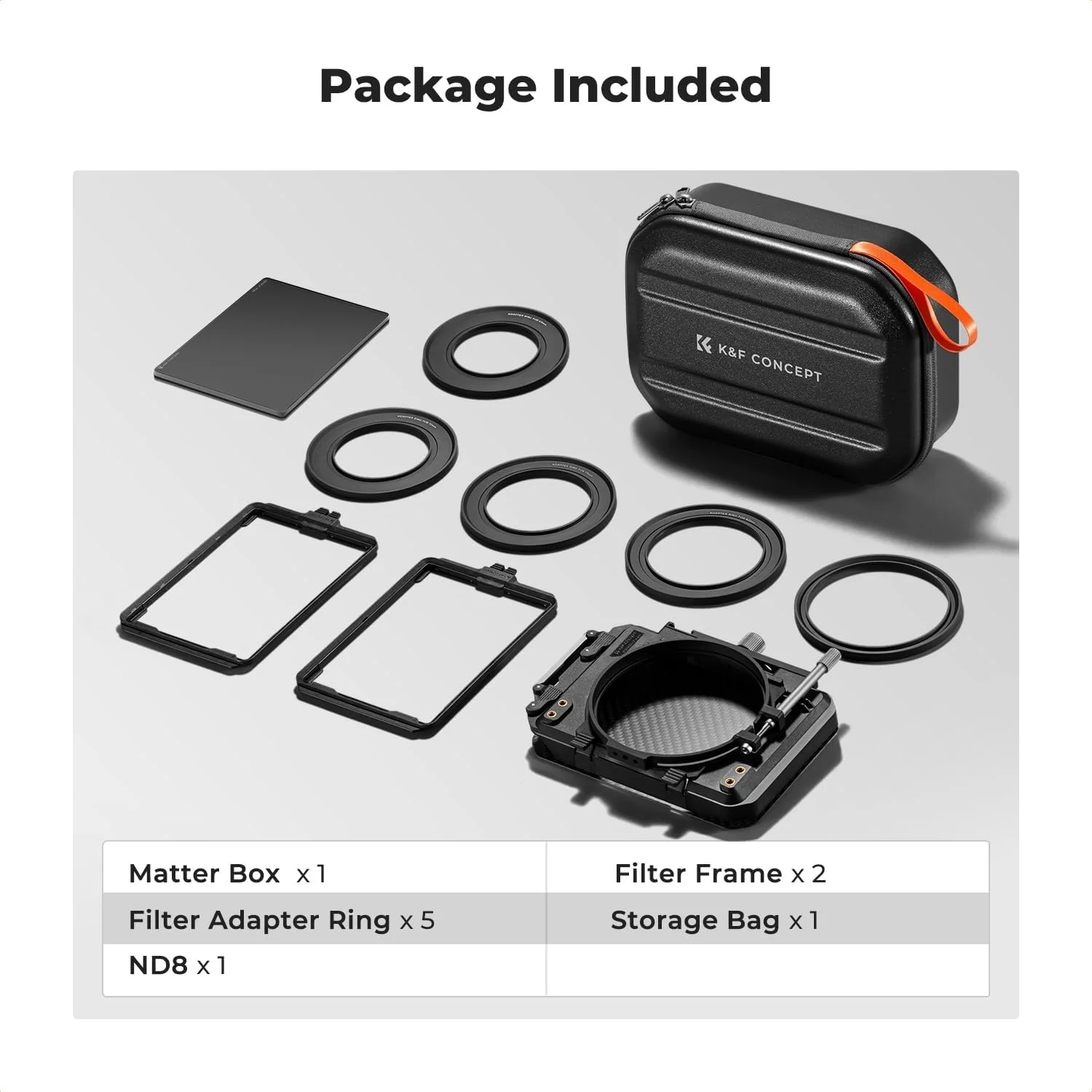 مت باکس K&F Concept به همراه فیلتر ND8، دو سینی فیلتر 4x5.65 اینچی، مت باکس دوربین سازگار با لنزهای 67mm/ 72mm/ 77mm/ 82mm/ 95mm
