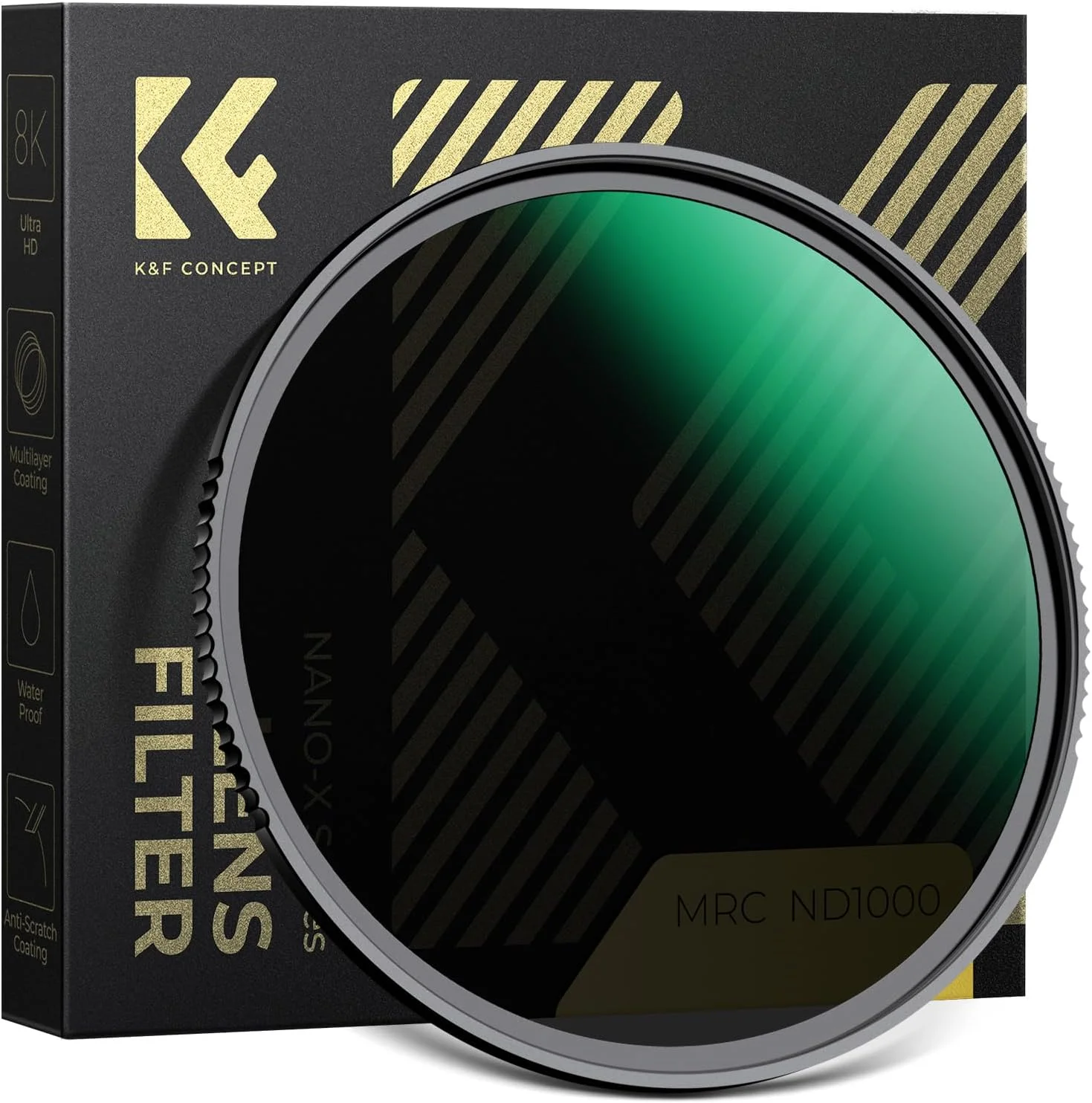 فیلتر ND1000 با قطر 40.5 میلی‌متری K&F Concept، 10 استاپ کاهنده نور، فیلتر لنز چگالی خنثی HD با 18 لایه پوشش نانو مقاوم در برابر چندگانه برای لنزهای Canon Nikon