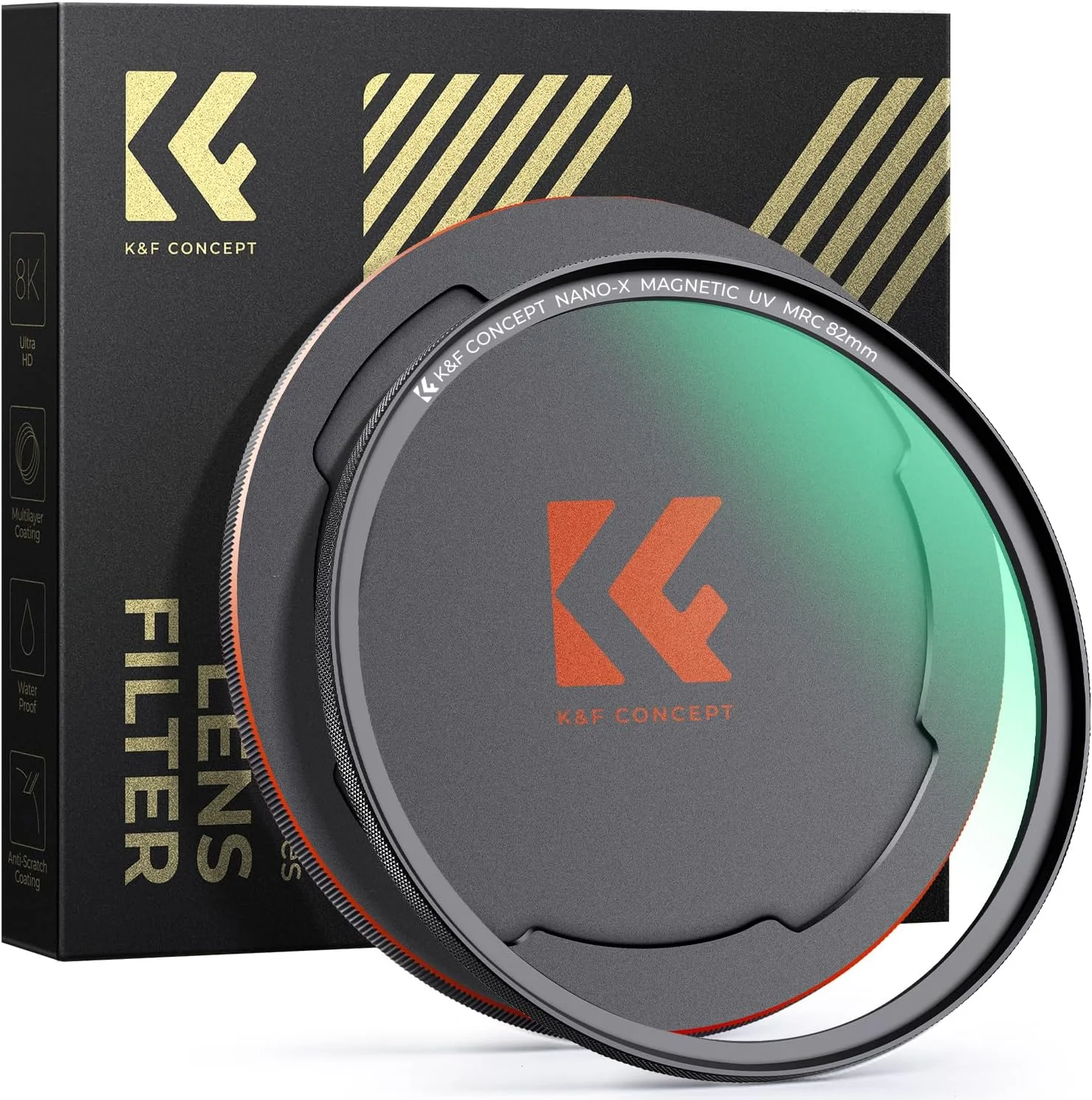 فیلتر UV مغناطیسی 49 میلی‌متری K&F Concept، شیشه اپتیک فوق‌العاده باریک با پوشش چند لایه محافظت فرابنفش به همراه درب لنز (سری Nano-X)