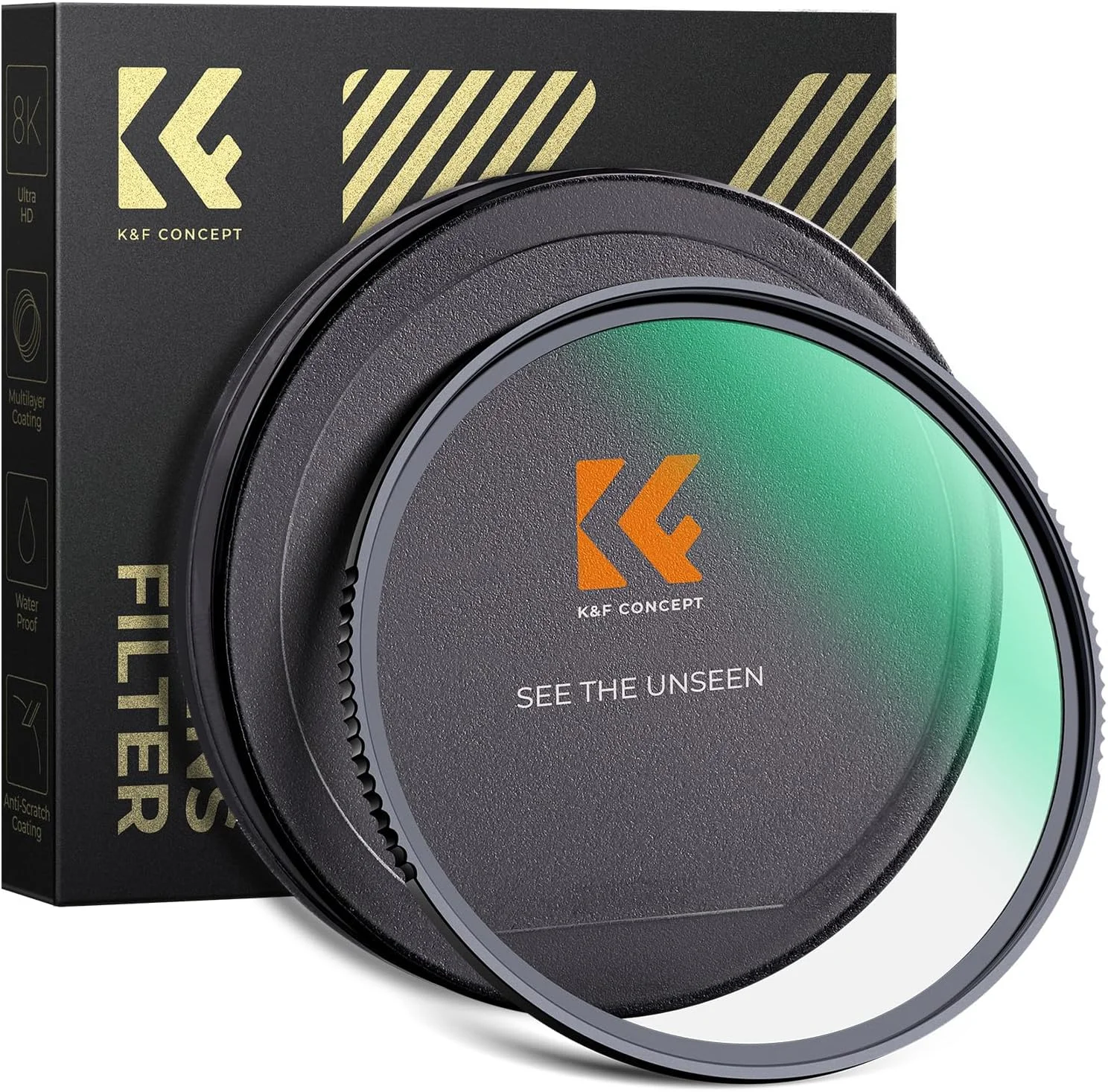 فیلتر محافظ فرابنفش K&F Concept با پوشش چند لایه MC، شیشه نوری سخت شده ضد ضربه، مقاوم در برابر آب و خراش برای لنز دوربین 52 میلی متری