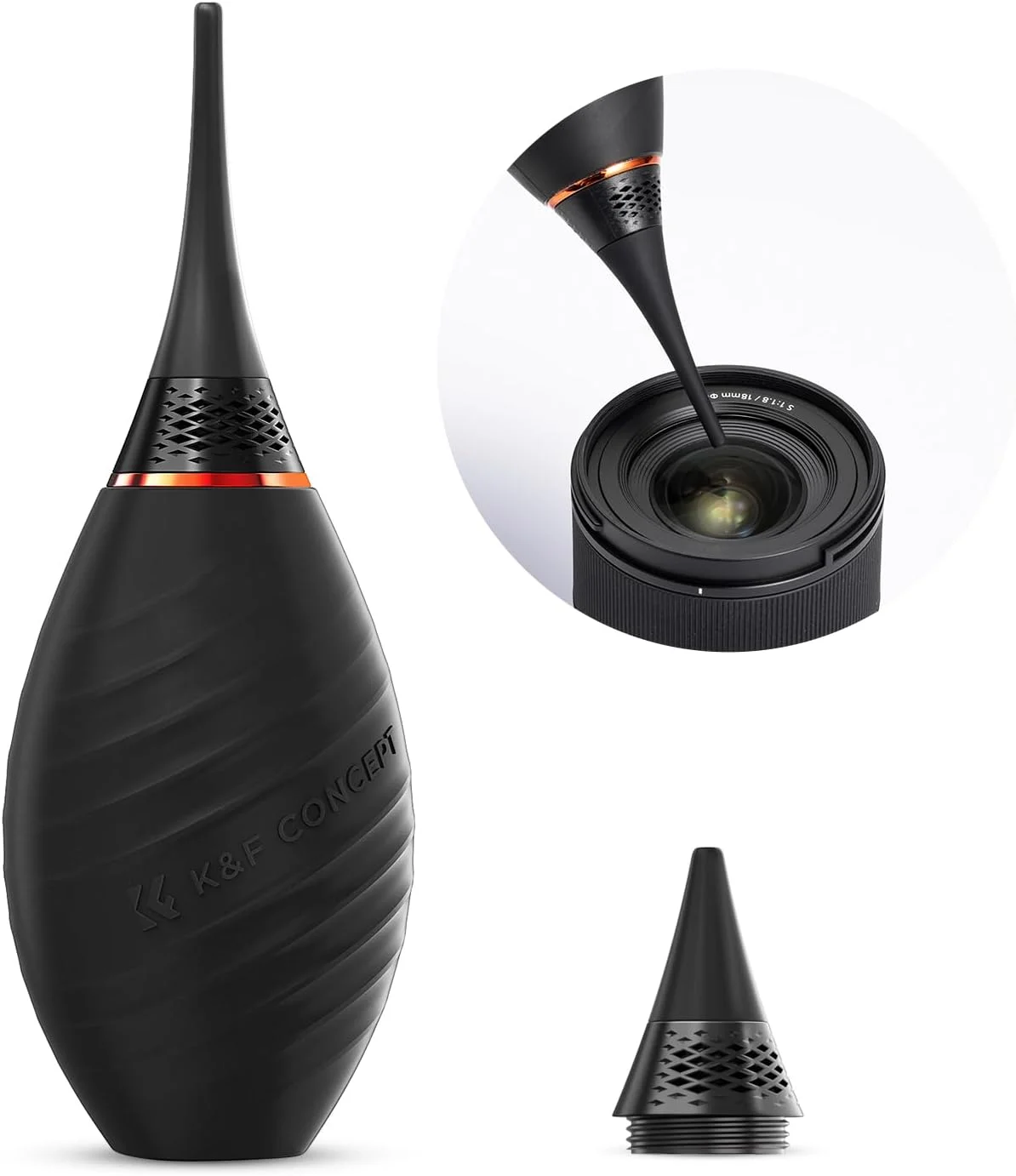 دمنده هوای 2 در 1 K&F Concept، دم برای تمیز کردن دیجیتال، DSLR، SLR، لنزهای دوربین و لوازم الکترونیکی، تمیز کننده گرد و غبار - سیم رابط و نازل کوتاه