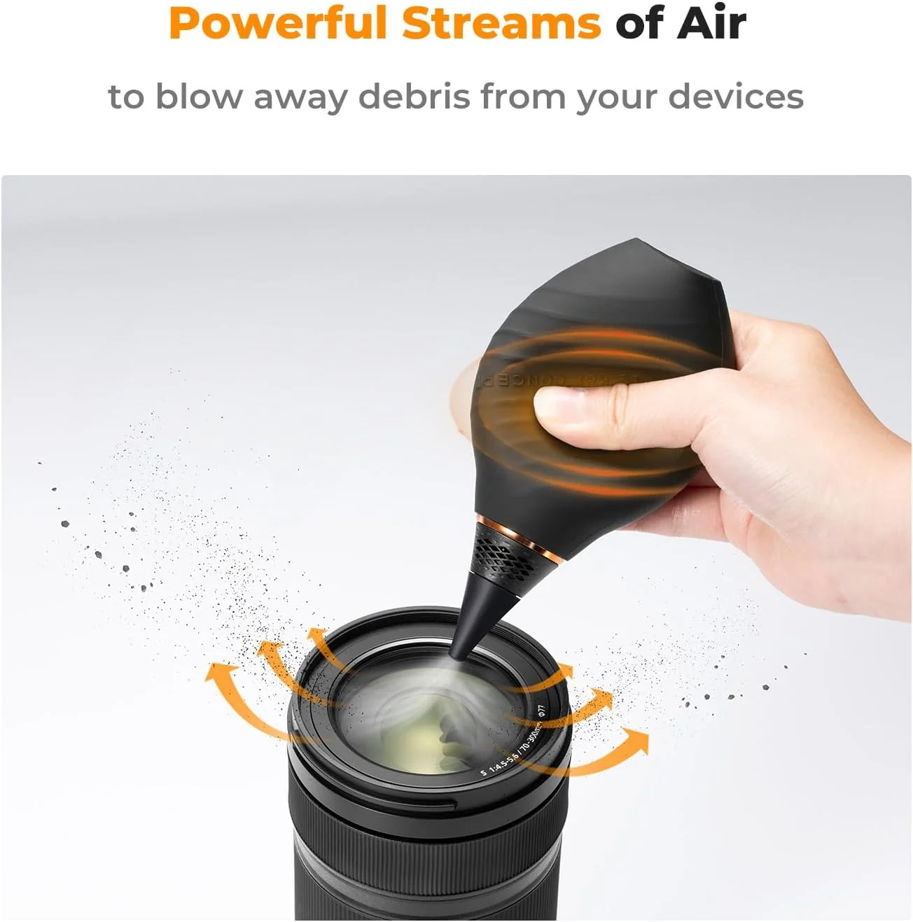 دمنده هوای 2 در 1 K&F Concept، دم برای تمیز کردن دیجیتال، DSLR، SLR، لنزهای دوربین و لوازم الکترونیکی، تمیز کننده گرد و غبار - سیم رابط و نازل کوتاه