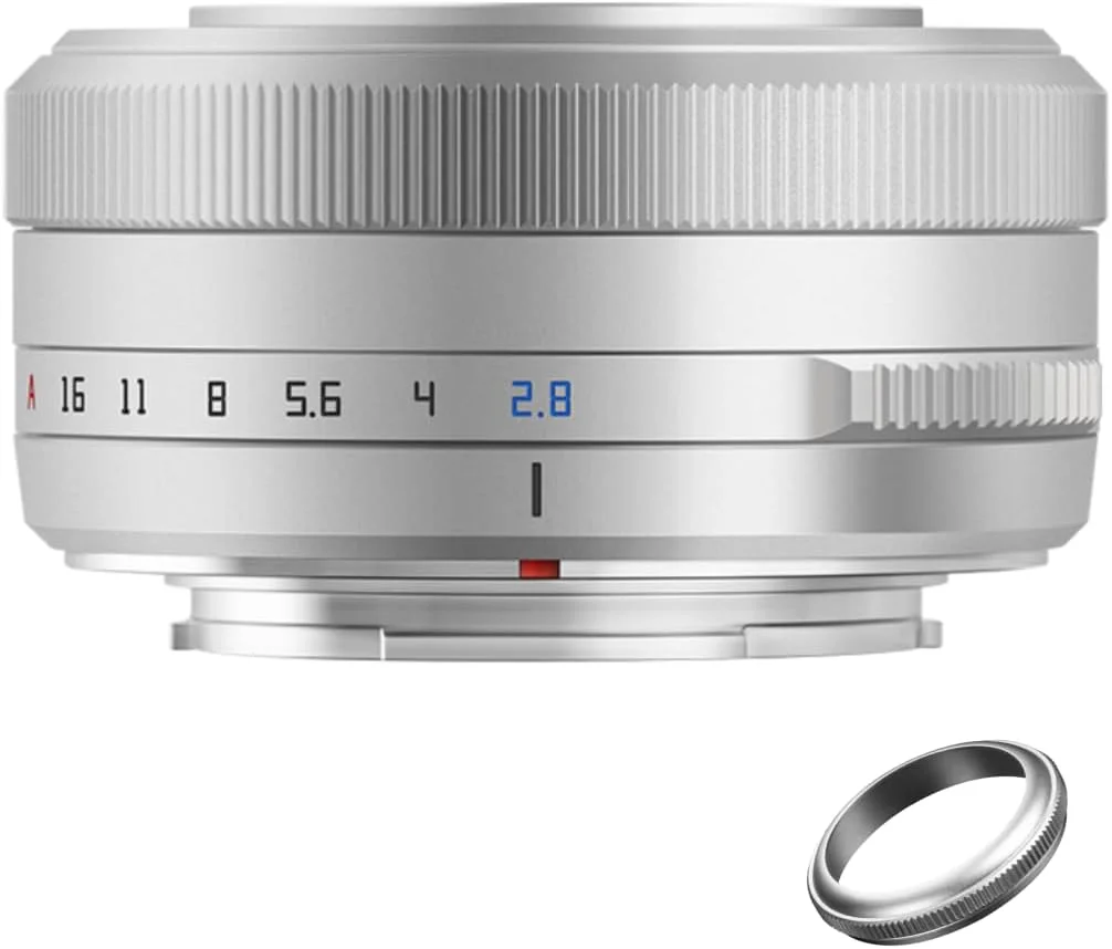 لنز فوکوس خودکار 27mm F2.8 تی تی آرتيزان، سازگار با دوربین های فوجی X-Mount مدل های XS10 X-A5 X-A7 X-M1 X-M2 X-E4 X-T1 X-T10 X-T2 X-T20 X-T3 X-T4 X-T100 X-T200 X-T30 X-Pro1 X-Pro2 X-Pro3 X-E1 نقره ای