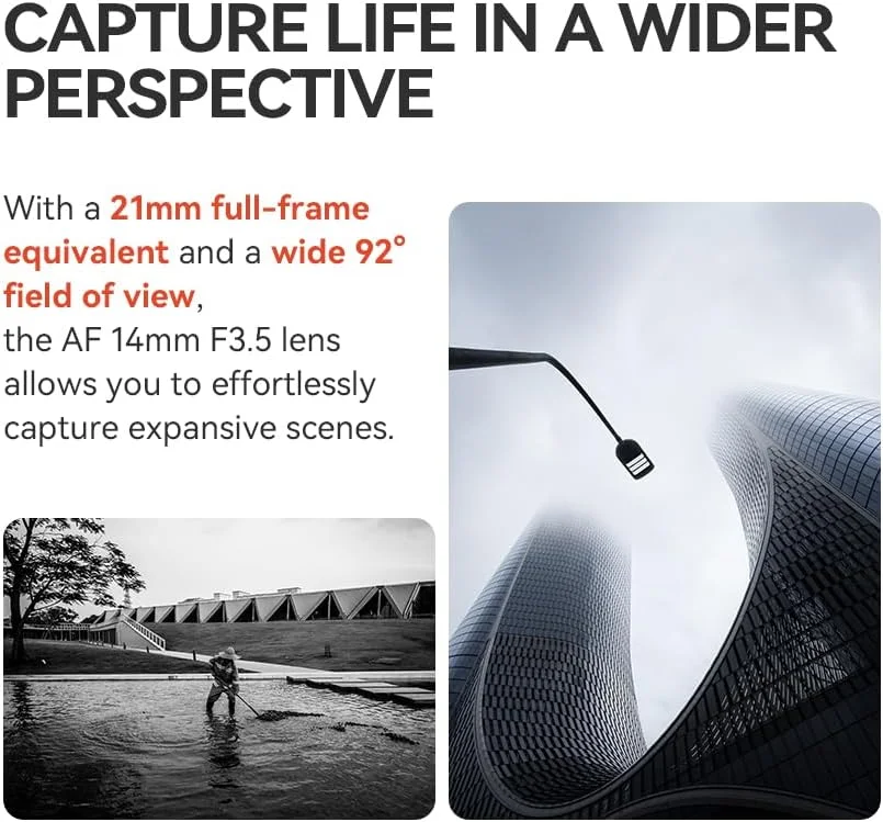 لنز زاویه باز TTARTISAN AF 14mm F3.5 برای Sony E، لنز پنکیکی فوکوس خودکار APS-C E Mount سازگار با دوربین های بدون آینه Sony E-Mount