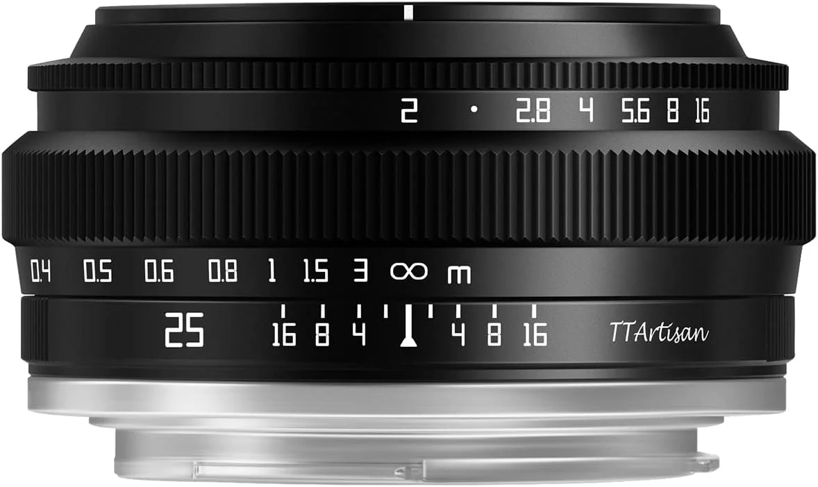 لنز دوربین دستی TTArtisan 25mm F2.0 APS-C، لنز دوربین مقرون به صرفه و قابل حمل، لنز پرتره، انسانیت، خیابانی، و طبیعت بی جان برای مانت Sony E لنز دوربین دستی TTArtisan 25mm F2.0 APS-C، لنز دوربین مقرون به صرفه و قابل حمل، لنز پرتره، انسانیت، خیابانی، و طبیعت بی جان برای مانت Sony E