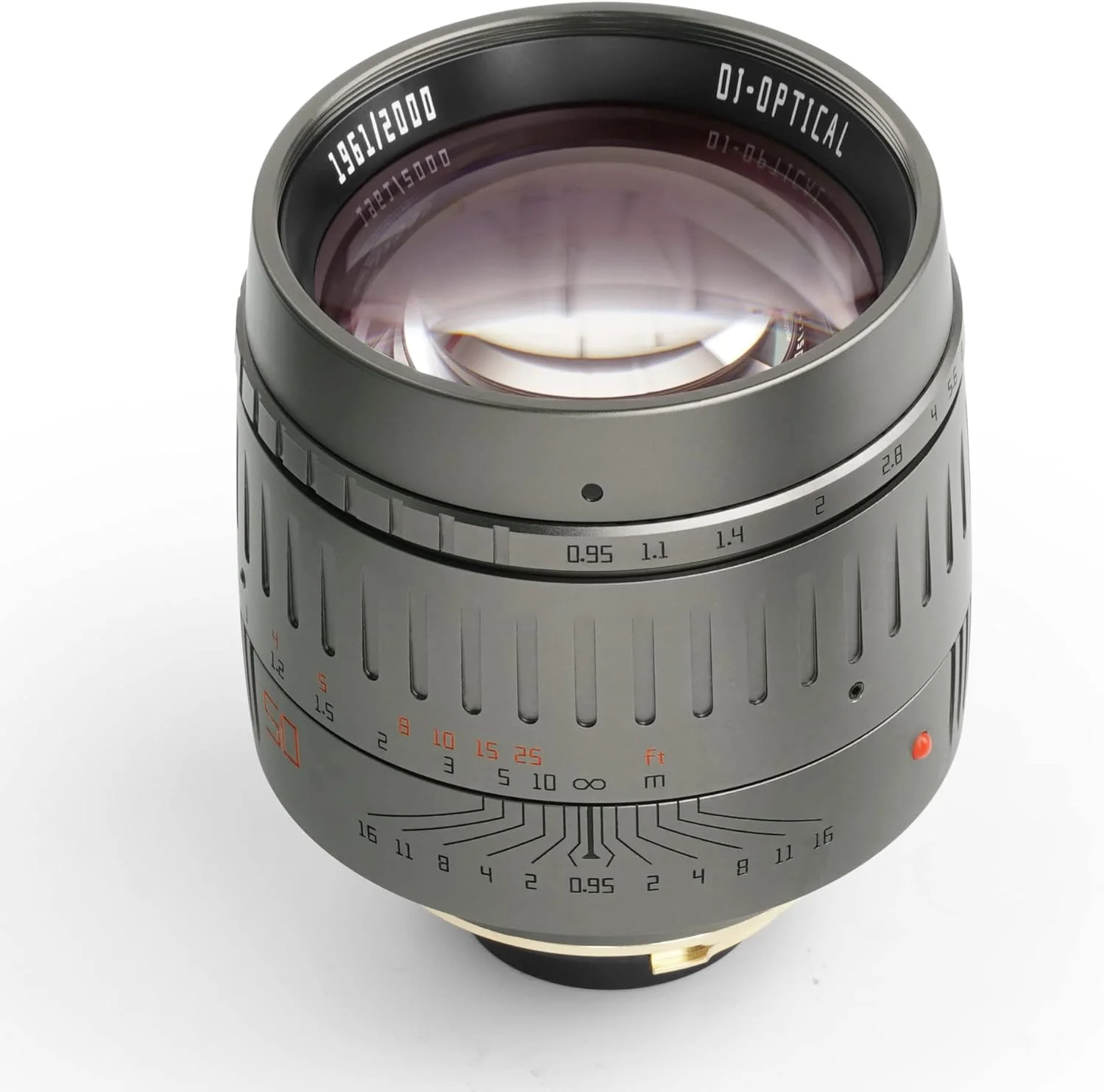 لنز 50mm F0.95 APSH فول فریم تی‌تی‌آرتیسان با دهانه باز و فوکوس دستی، بدنه آلومینیومی برای دوربین‌های لایکا M-Mount مدل‌های M240 M3 M6 M7 M8 M9 M9p M10 (تیتانیوم)