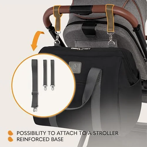 کیف لوازم کودک لیونلو مدل Ida، جادار و شیک، دارای 7 جیب، محفظه های حرارتی شیشه شیر، بند اتصال به کالسکه، کیف لوازم آرایشی و زیرانداز تعویض، مناسب برای استفاده روزمره و سفر