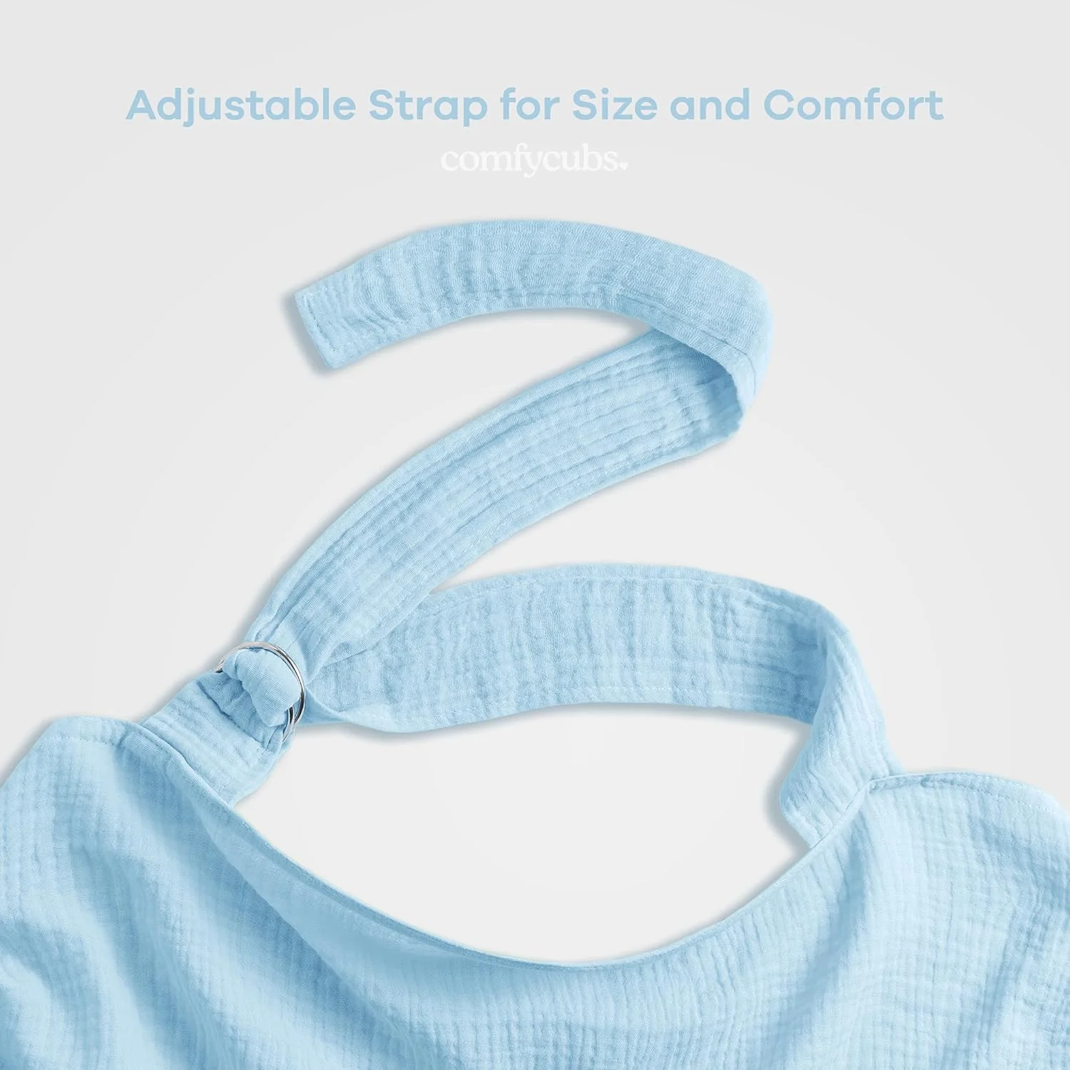 روپوش شیردهی نخی Comfy Cubs، بسته 1 عددی، روپوش شیردهی 100% پنبه ای - شال شیردهی نرم و تنفسی با بند گردن قابل تنظیم - وسیله ضروری قابل حمل برای نوزاد - آبی آسمانی