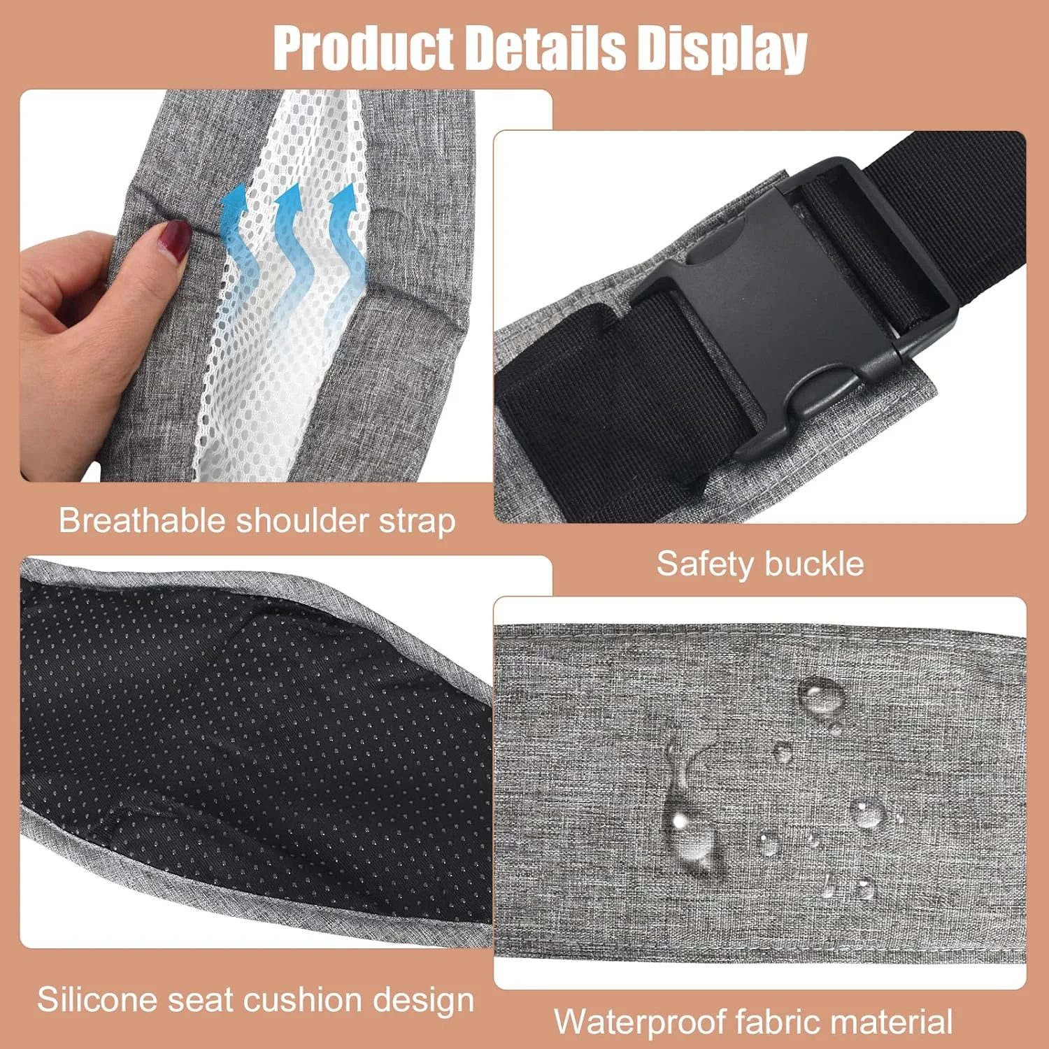 آغوشی نوزاد و کودک با صندلی کمری ضد لغزش، مناسب برای حمل نوزاد و کودک نوپا، طراحی ارگونومیک، مناسب برای کودکان 3 تا 36 ماهه (2 تا 20 کیلوگرم) - خاکستری آغوشی نوزاد و کودک با صندلی کمری ضد لغزش، مناسب برای حمل نوزاد و کودک نوپا، طراحی ارگونومیک، مناسب برای کودکان 3 تا 36 ماهه (2 تا 20 کیلوگرم) - خاکستری