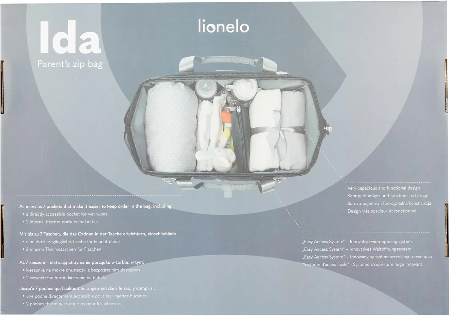 کیف لوازم کودک لیونلو مدل Ida، جادار و شیک، دارای 7 جیب، محفظه های حرارتی شیشه شیر، بند اتصال به کالسکه، کیف لوازم آرایشی و زیرانداز تعویض، مناسب برای استفاده روزمره و سفر