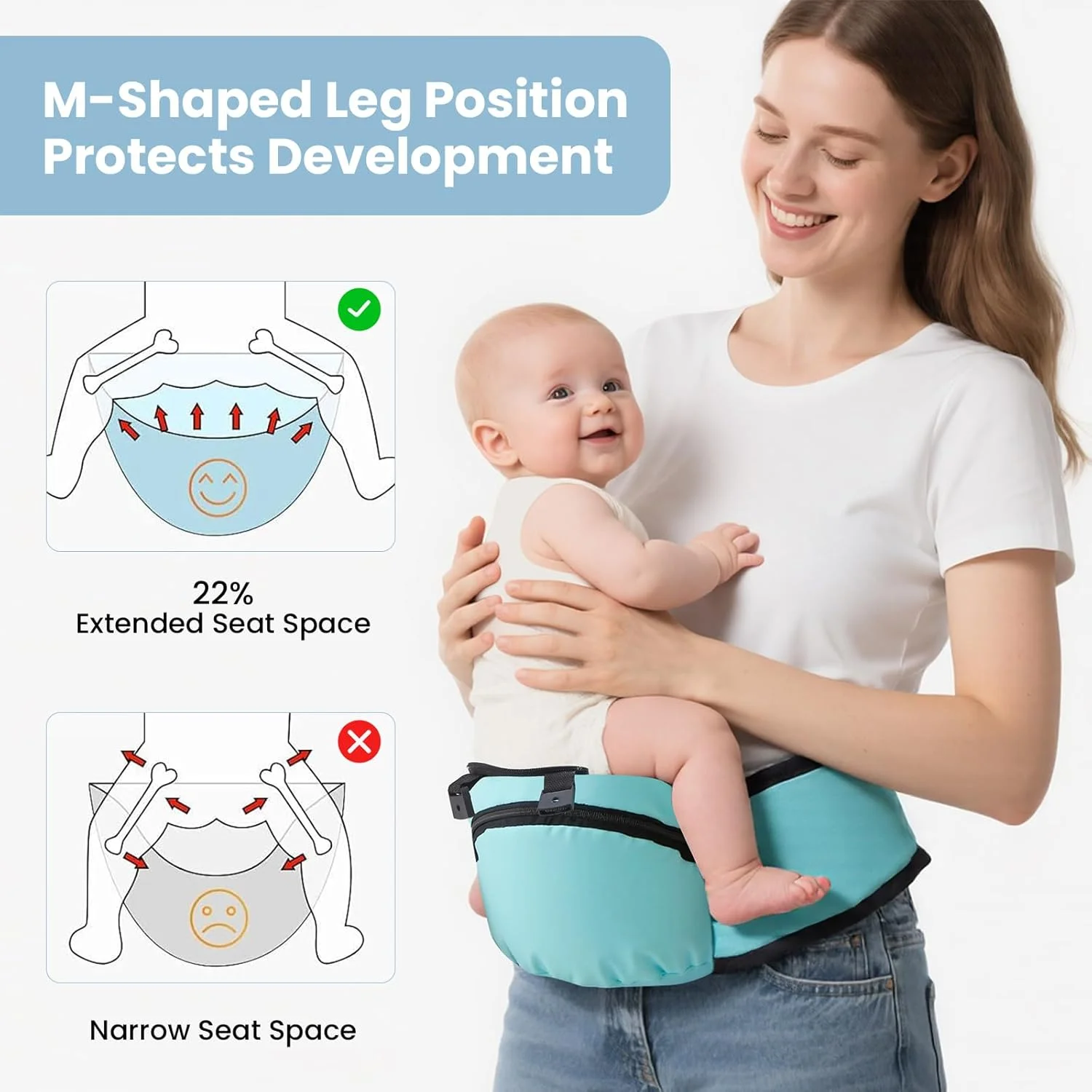 آغوشی نوزاد ارگونومیک 0-36 ماه، بند شانه قابل تنظیم و بدون دست، آغوشی نوزاد با نشیمنگاه با قابلیت تنفس، آغوشی نوزاد تا نوپا (آبی آسمانی) آغوشی نوزاد ارگونومیک 0-36 ماه، بند شانه قابل تنظیم و بدون دست، آغوشی نوزاد با نشیمنگاه با قابلیت تنفس، آغوشی نوزاد تا نوپا (آبی آسمانی)