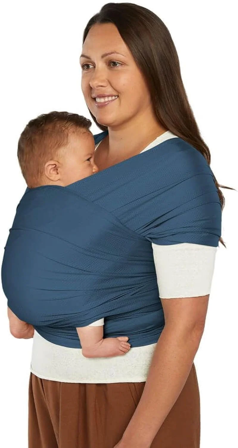 Ergobaby baby sling for newborns from birth up to 11.3 kg, Aura Mesh sling wrap made from recycled polyester and elastane, elasticated and breathable, unisex sling wrap, Twilight Navy Ergobaby baby sling for newborns from birth up to 11.3 kg, Aura Mesh sling wrap made from recycled polyester and elastane, elasticated and breathable, unisex sling wrap, Twilight Navy