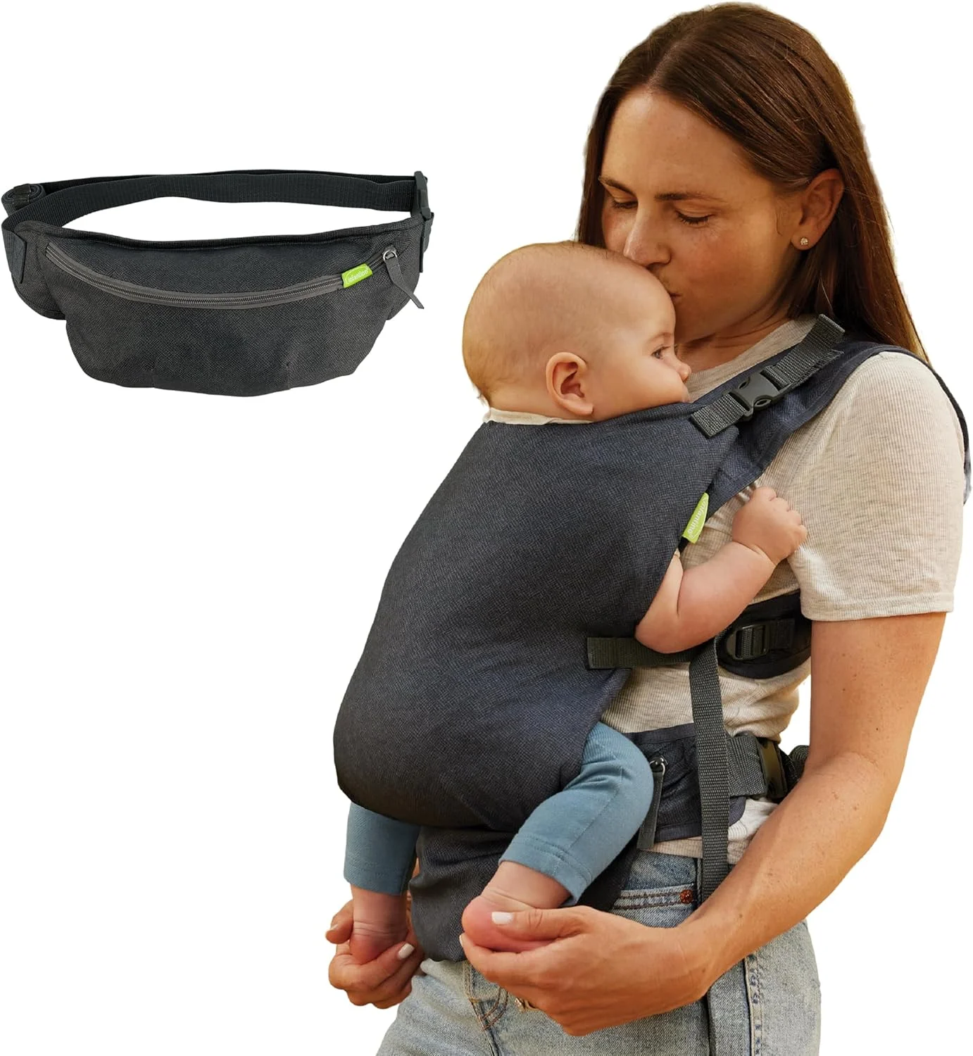 آغوشی نوزاد تاشو و قابل حمل 2 در 1 اینفانتینو، جمع و جور و سبک وزن، قابل تنظیم، برای نوزادان 5.5 تا 18 کیلوگرم، خاکستری