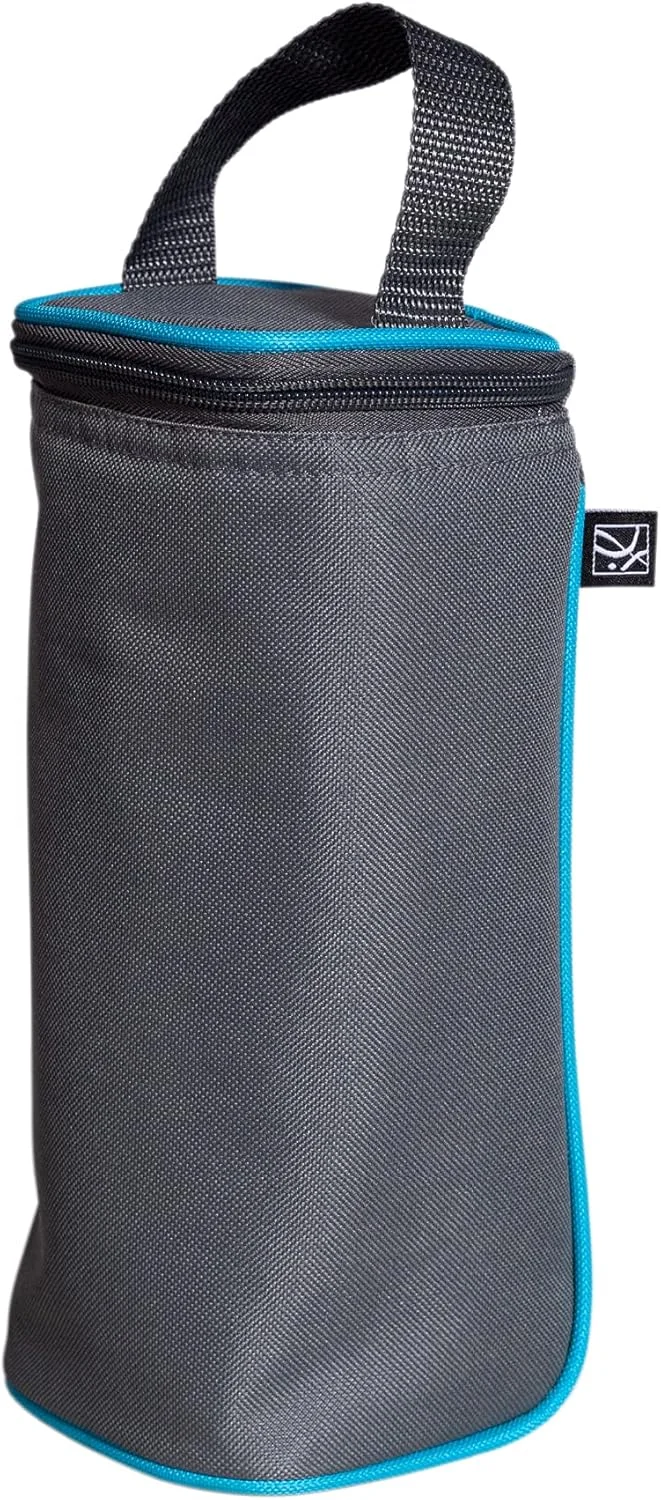 کیف خنک نگهدارنده شیر مادر J.L. Childress - دارای بسته یخ - عایق و ضد نشت - مناسب برای 1-2 شیشه شیر - کیف شیشه شیر برای مهد کودک - کیف خنک نگهدارنده شیر مادر برای مسافرت - خاکستری/آبی