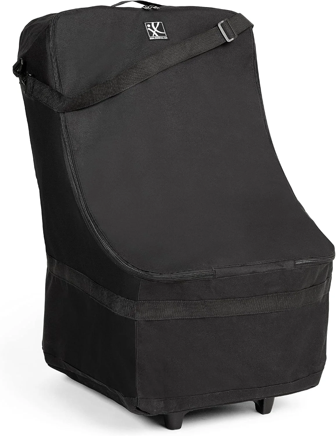 کیف صندلی ماشین کودک چرخدار جی.ال. چایلدریس - کیف مسافرتی برای هواپیما، مناسب برای اکثر صندلی های ماشین کودک و نوزاد، بوستر و کریر، لوازم جانبی فرودگاه برای گیت یا تحویل بار، چرخ های لاستیکی دوتایی - مشکی