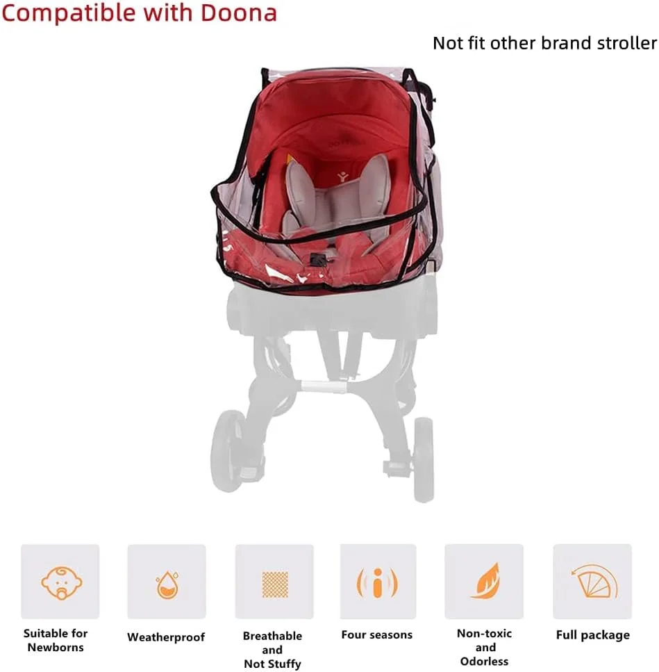 روکش باران کالسکه کودک iNszkoos سازگار با کالسکه و صندلی ماشین Doona، لوازم جانبی روکش باران مسافرتی کالسکه، محافظ آب و هوای بارانی تهویه دار کالسکه نوزاد با زیپ دسترسی آسان