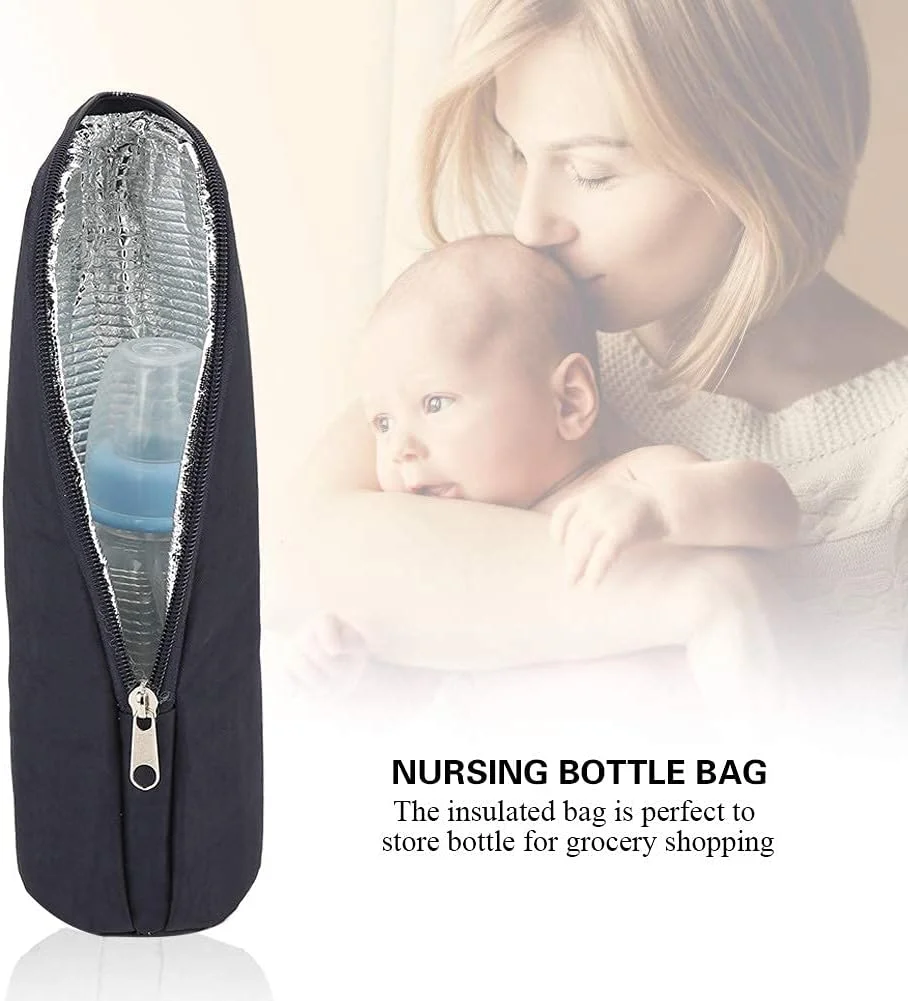 کیف عایق شیشه شیر کودک، کیف حمل شیشه شیر، لوازم جانبی نگهداری حرارت آب و شیر برای مسافرت و فضای باز [آبی]