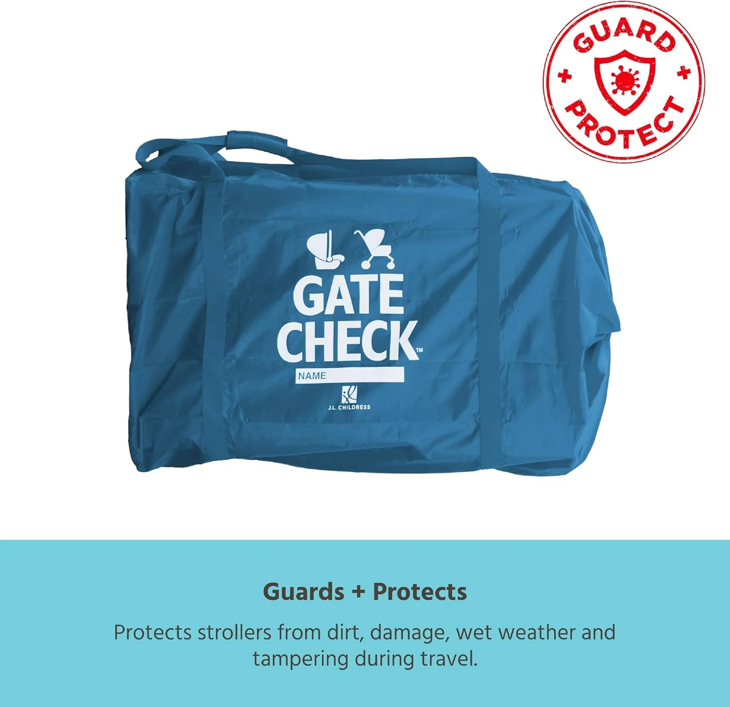 کیف محافظ چرخ دستی کودک J.L. Childress برای چرخ دستی های تک و دوقلو - کیف چرخ دستی برای هواپیما - کیف بزرگ مسافرتی چرخ دستی برای هواپیما - کیف چرخ دستی مسافرتی هوایی - آبی