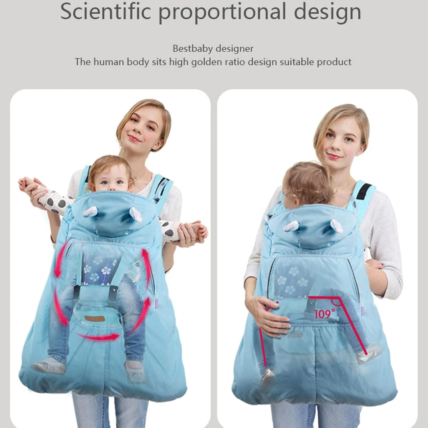 شنل حمل نوزاد Iwinna، شنل گرم زمستانی، روکش بادگیر نوزاد، کت مخملی ضد آب برای کوله پشتی، آغوشی، کیسه خواب (خاکی)