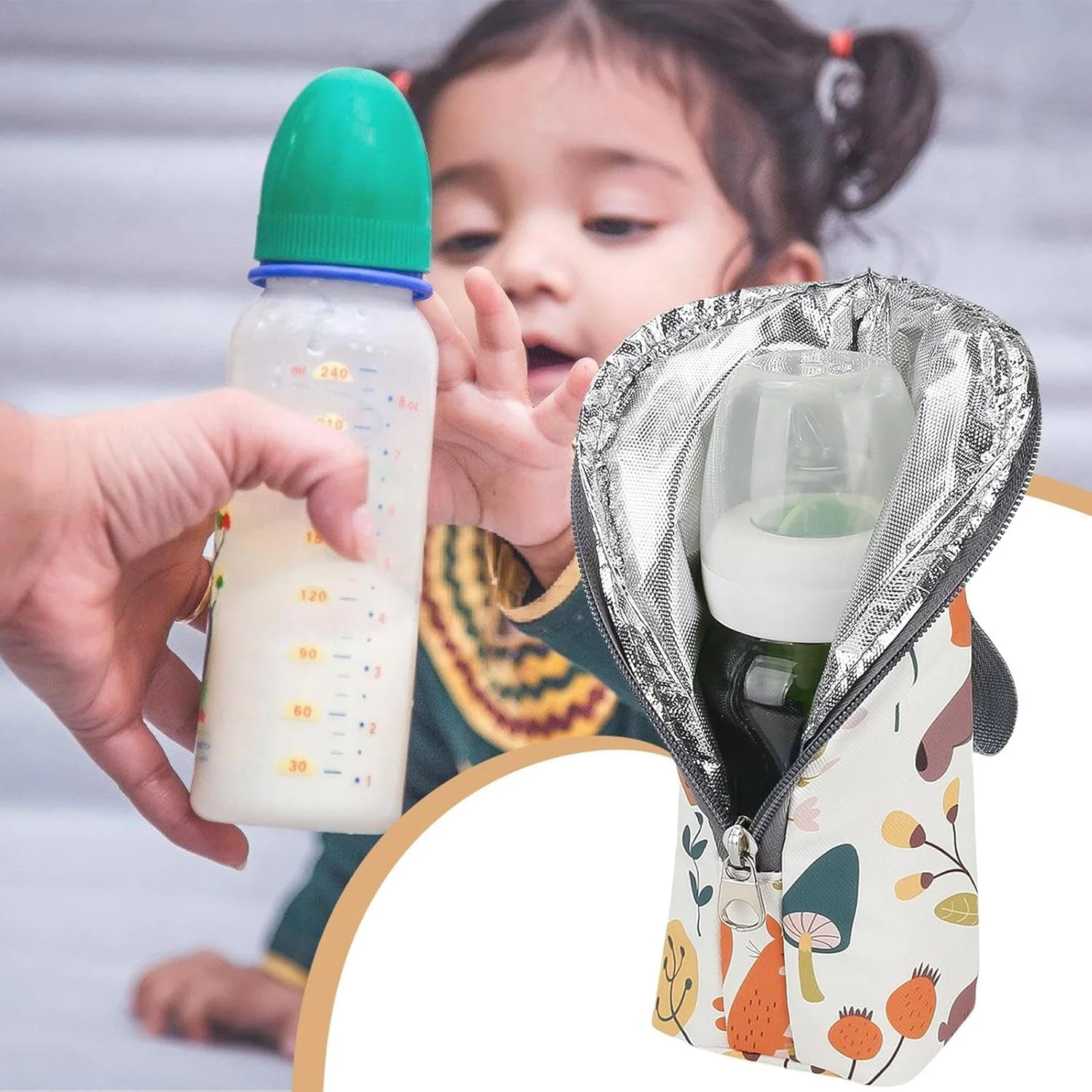 کیف عایق شیشه شیر کودک | کیف خنک نگهدارنده عایق شیشه شیر کودک، کیف قابل حمل ضد آب، لوازم جانبی مسافرتی برای نگهداری شیر مادر و مراقبت روزانه