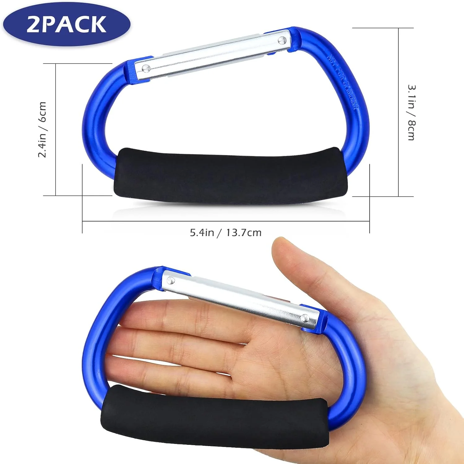 JIALEEY دسته نگهدارنده کیسه خرید ابزار حمل چند منظوره قلاب دار مجموعه قلاب کالسکه لوازم جانبی سازمان دهنده با دسته فوم نرم برای آویزان کردن، بسته 2 عددی، آبی JIALEEY دسته نگهدارنده کیسه خرید ابزار حمل چند منظوره قلاب دار مجموعه قلاب کالسکه لوازم جانبی سازمان دهنده با دسته فوم نرم برای آویزان کردن، بسته 2 عددی، آبی