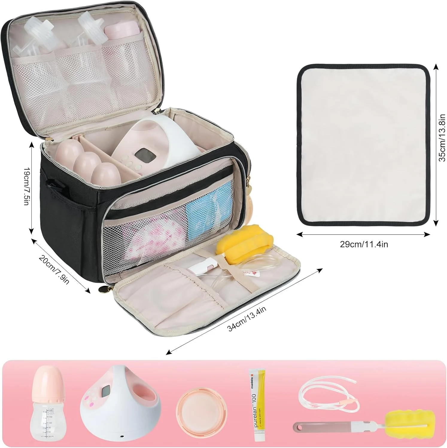 کیف پمپ سینه Jaffzora سازگار با Spectra S1، S1 Plus و S2، کیف حمل و نقل مسافرتی برای پمپ سینه و لوازم جانبی، مشکی کیف پمپ سینه Jaffzora سازگار با Spectra S1، S1 Plus و S2، کیف حمل و نقل مسافرتی برای پمپ سینه و لوازم جانبی، مشکی