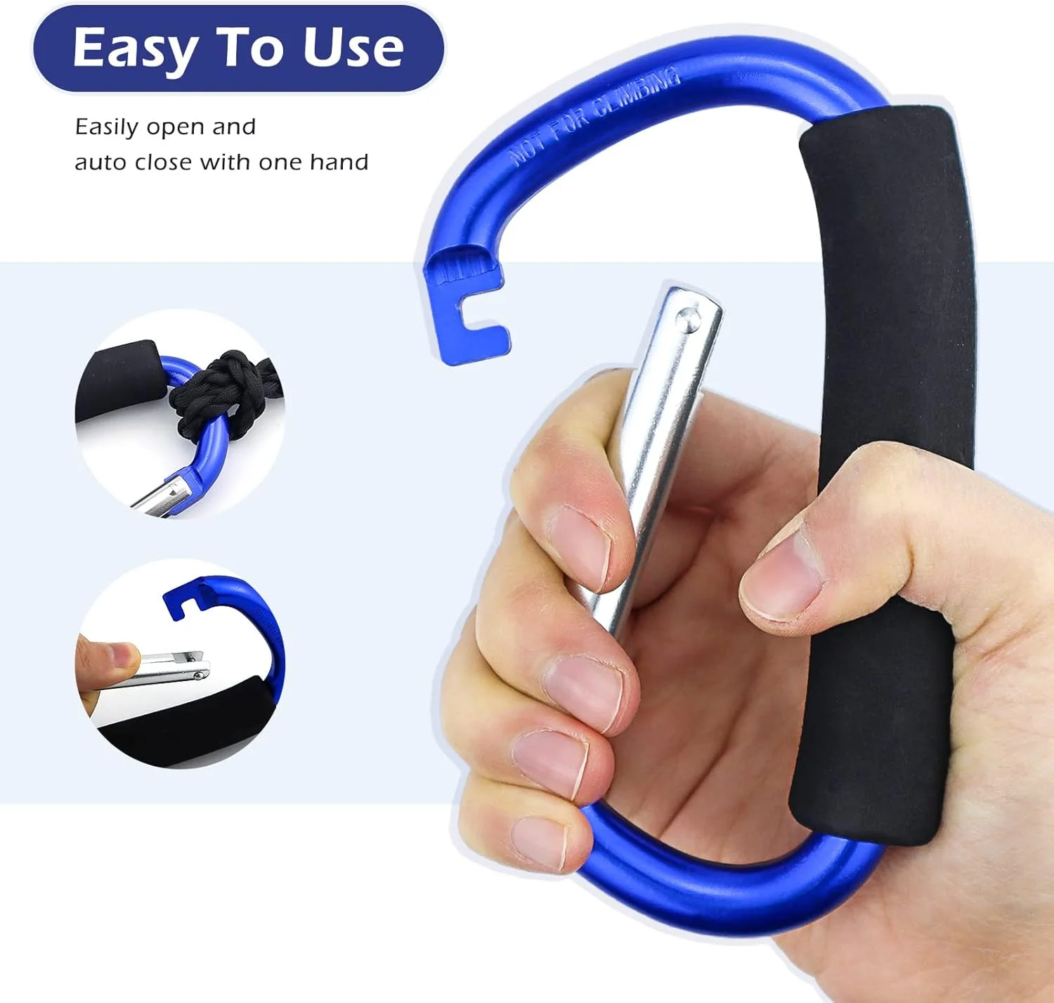 JIALEEY دسته نگهدارنده کیسه خرید ابزار حمل چند منظوره قلاب دار مجموعه قلاب کالسکه لوازم جانبی سازمان دهنده با دسته فوم نرم برای آویزان کردن، بسته 2 عددی، آبی JIALEEY دسته نگهدارنده کیسه خرید ابزار حمل چند منظوره قلاب دار مجموعه قلاب کالسکه لوازم جانبی سازمان دهنده با دسته فوم نرم برای آویزان کردن، بسته 2 عددی، آبی